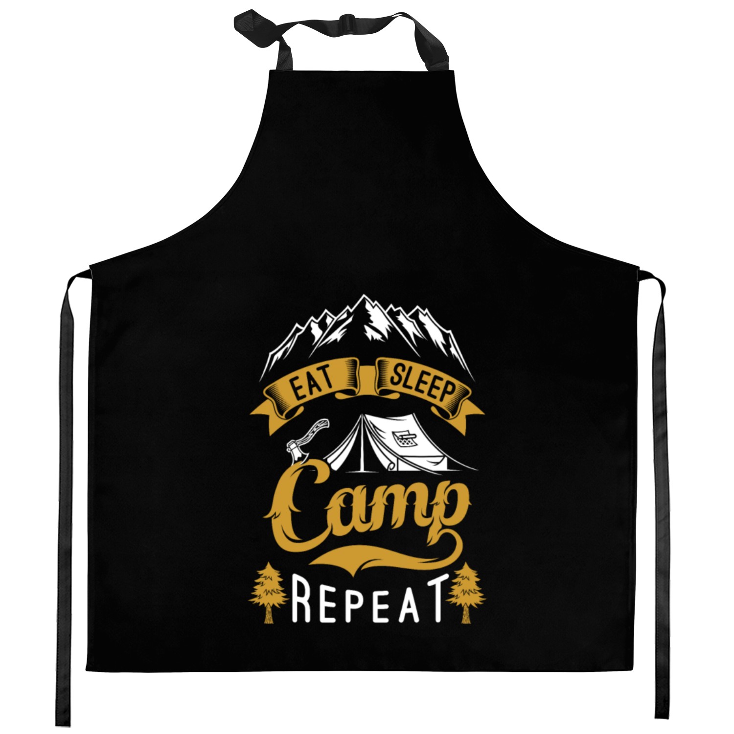Eat Sleep Camp Repeat Mauntain camping t Kitchen Aprons