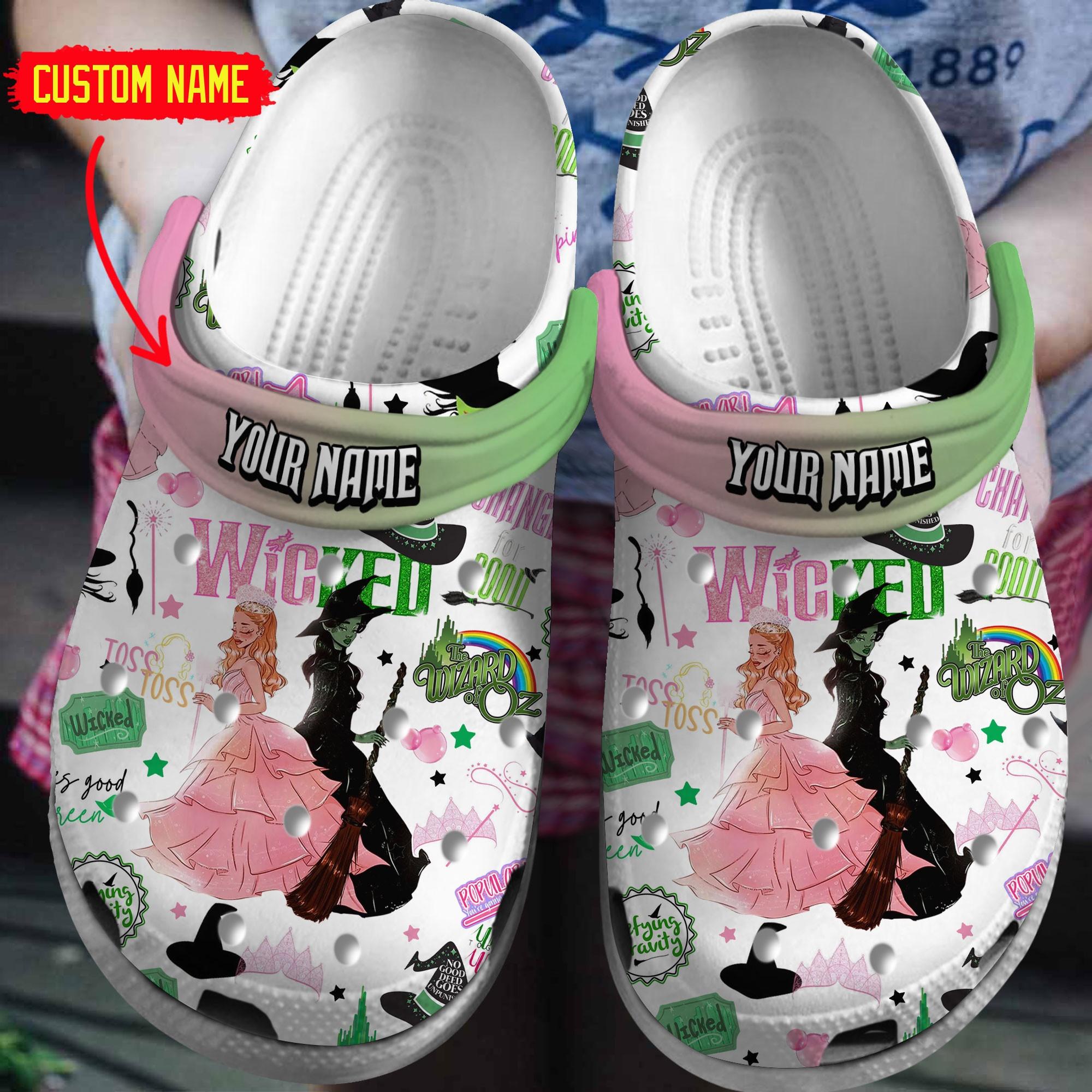 Wicked Change For Good Glitter Shoes, Custom Witch Pink And Green Sandals, Wizard of Oz Movie Shoes, Wicked Defy Gravity Sandals