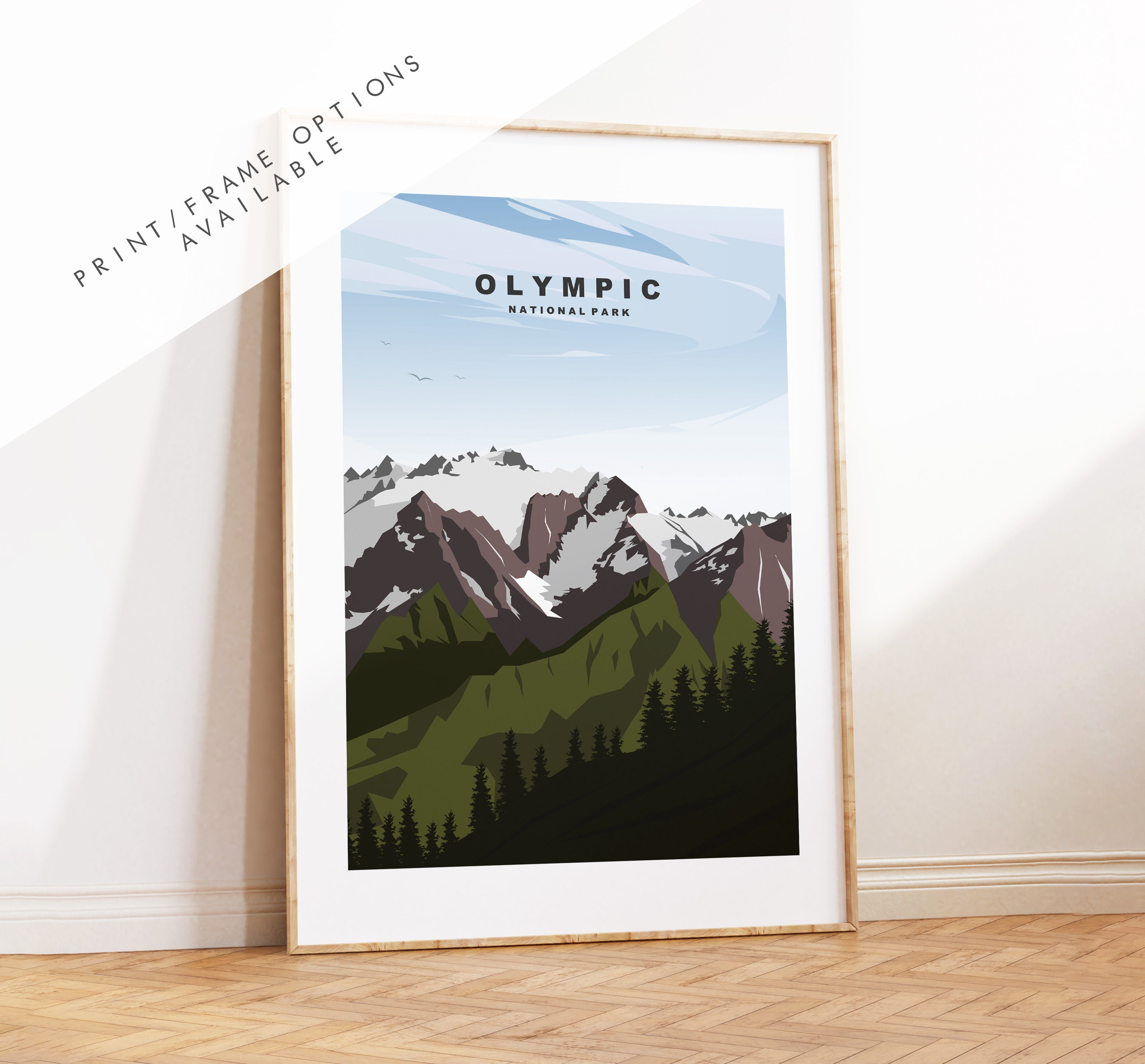 Olympic Print - US National Park Travel Poster - Prints, Framed or Canvas - USA National Parks - Olympic Travel Poster - Gift