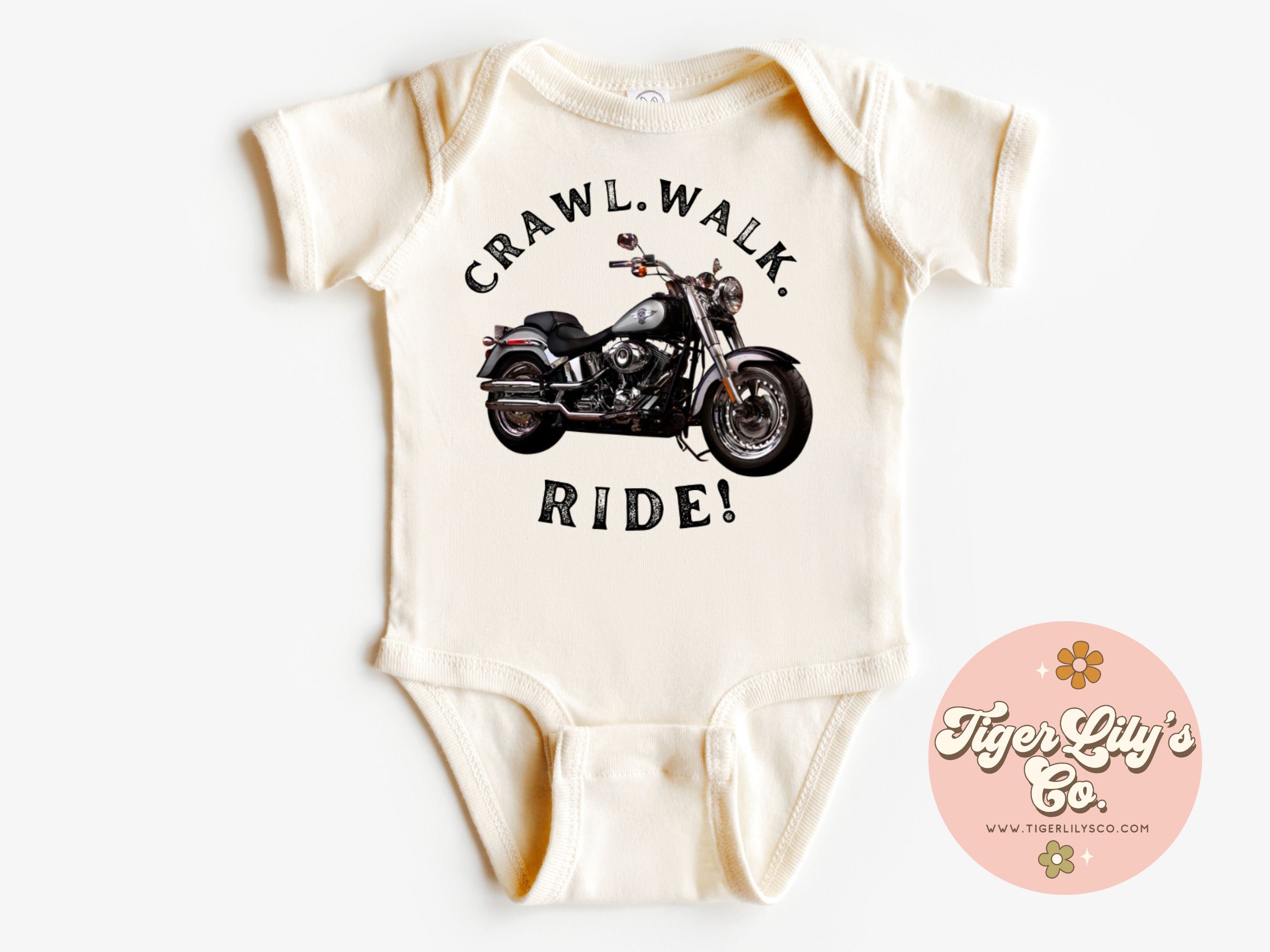 Crawl Walk Ride Motorcycle Baby Onesies - Cute, Biker, Motorcycle Rider Gift