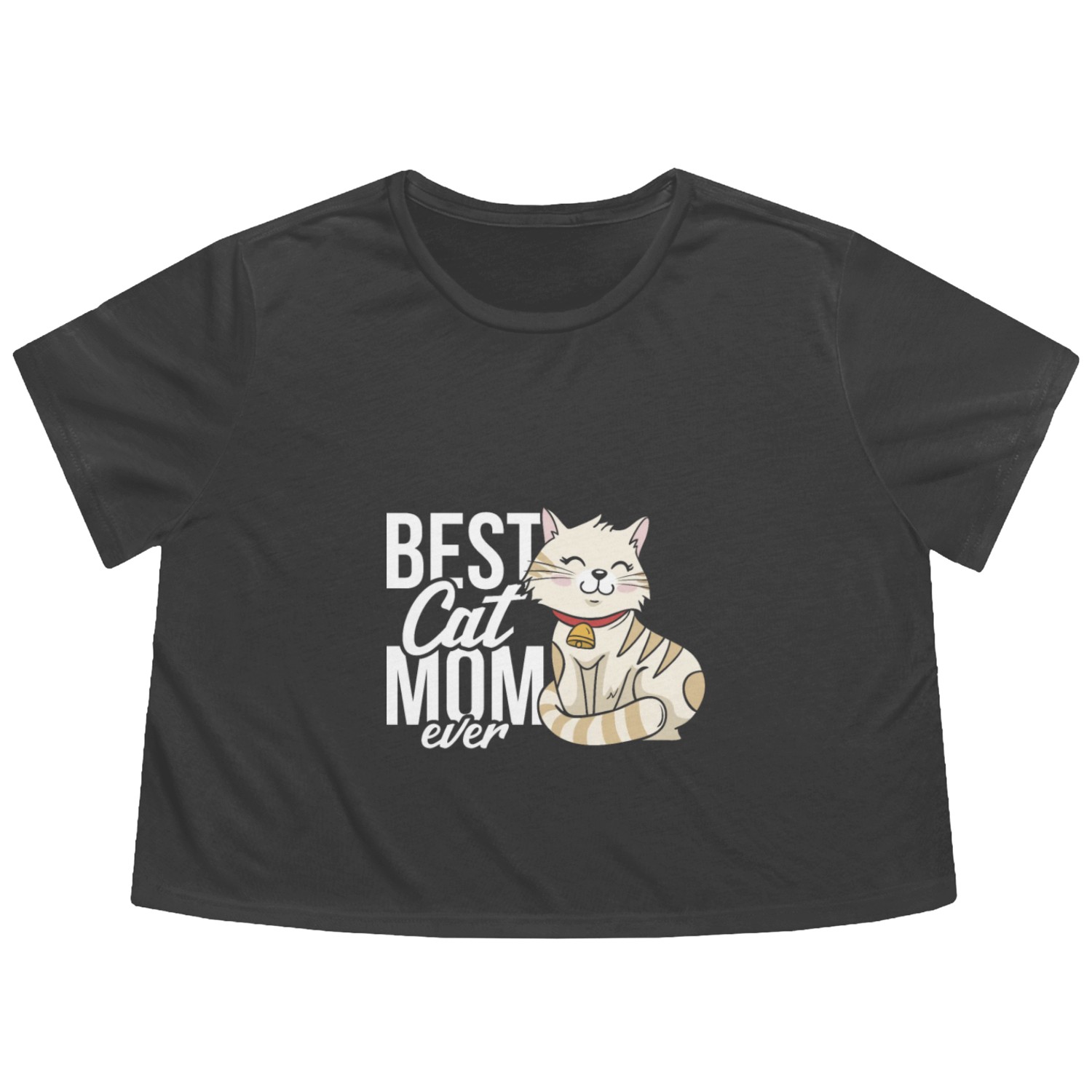 Best Cat Mom Ever Flowy Cropped Tees