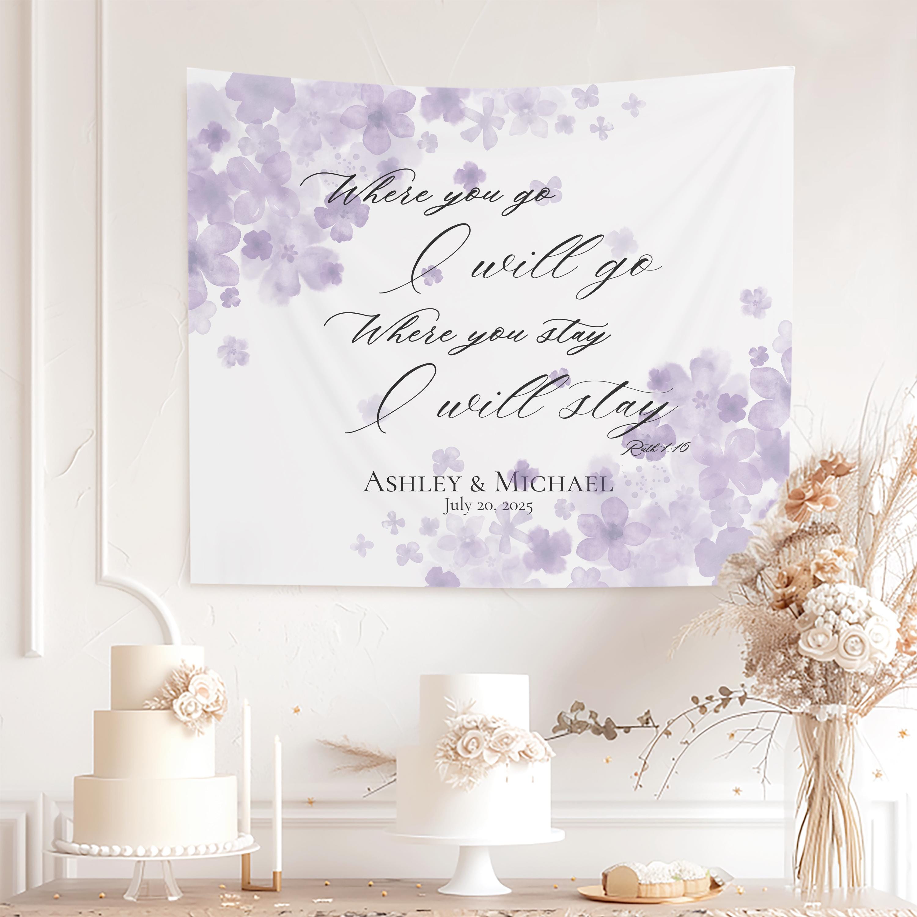 Personalized Wedding Tapestry, Custom Tapestry Christian Wedding Reception Decor, Church Banner, Anniversary, Bridal Shower Gift