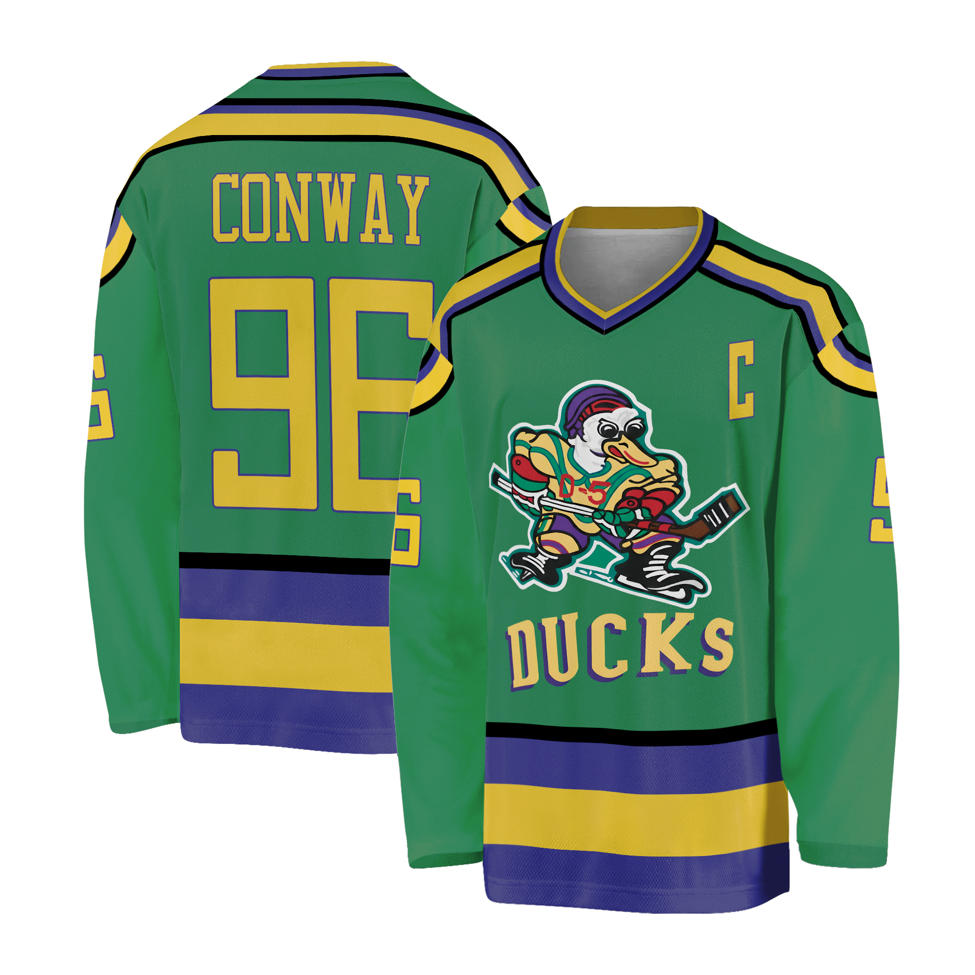 The Mighty Duck Movie Ice Hockey Jersey 96# Conway All Stitched