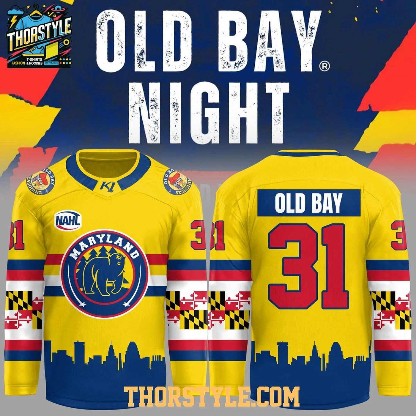 Personalized Maryland Black Bears Old Bay Night 2026 Hockey Shirt
