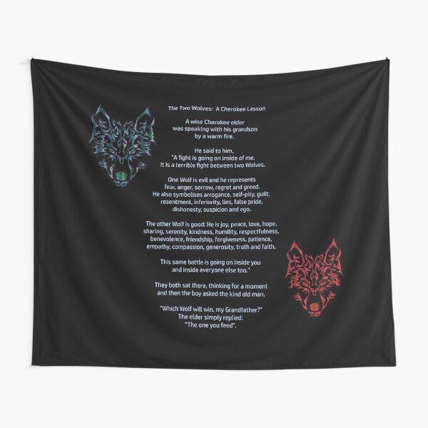 TWO WOLVES CHEROKEE Native American Tale Tapestry