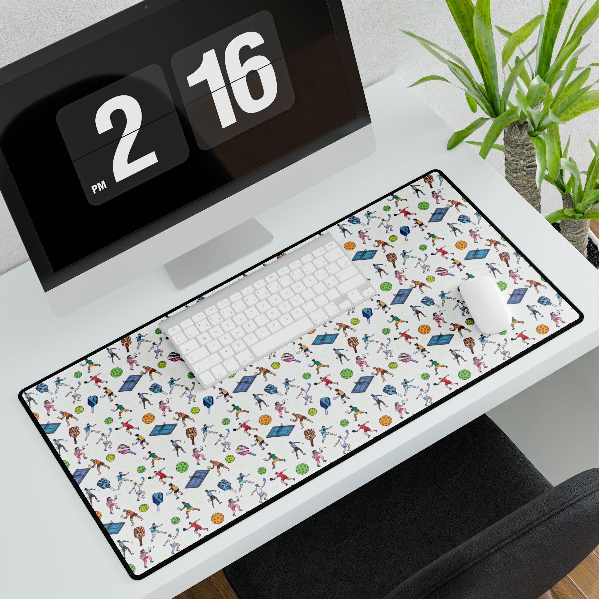 Pickleball Desk Mat Sporty Style Office Desk Decor, Gift for Pickleball Lover Player Fan