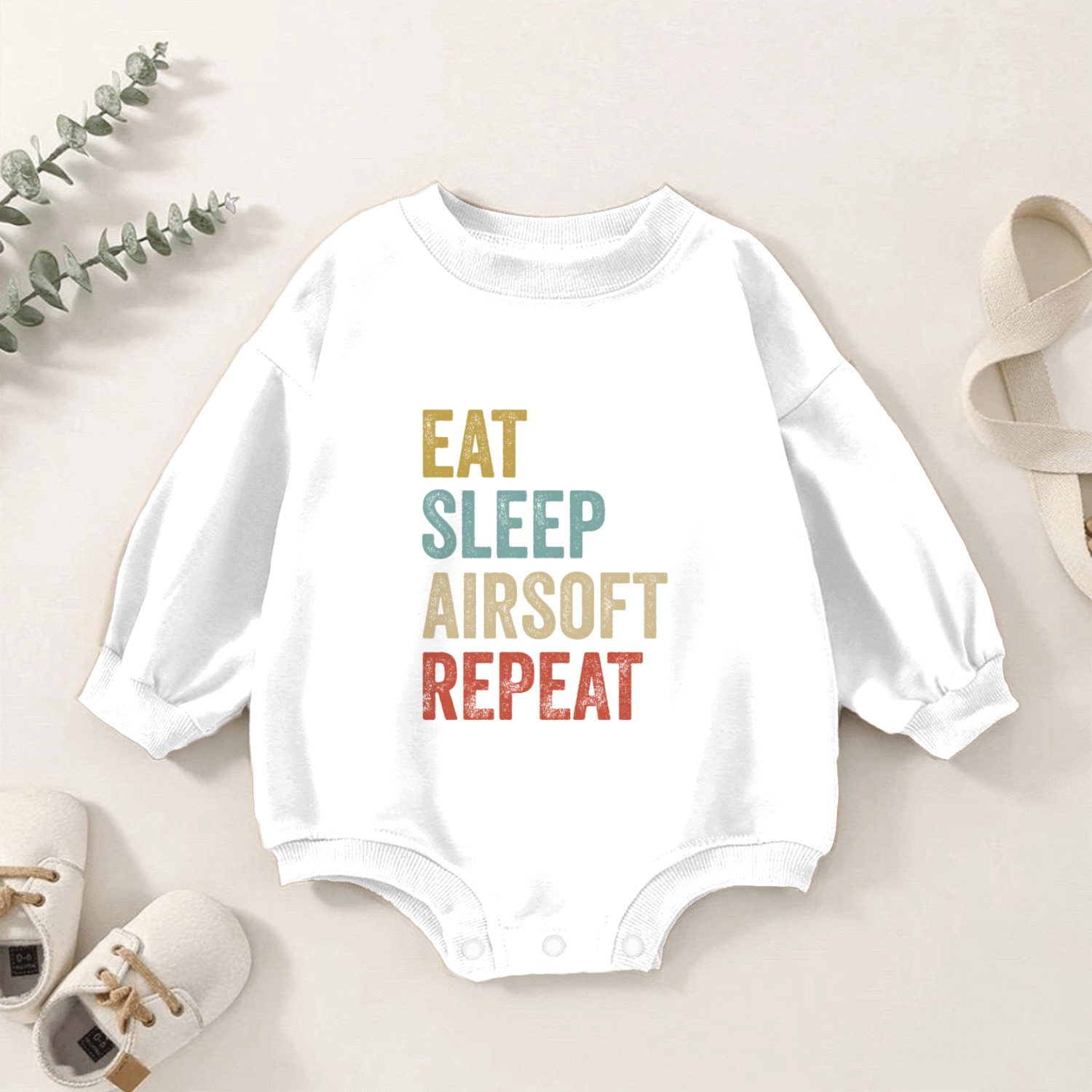 Eat Sleep Airsoft Repeat Airsoft Baby Romper Sweatshirts