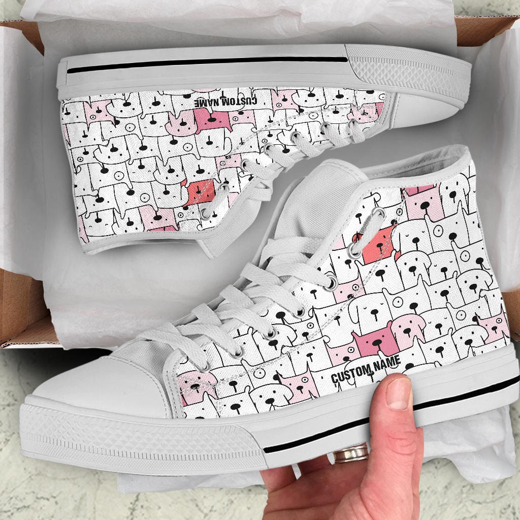 Dog Custom Name High Top Shoes / Dog High Top Sneakers / Dog Custom Print Trainers Shoes / Dog Owner Gift