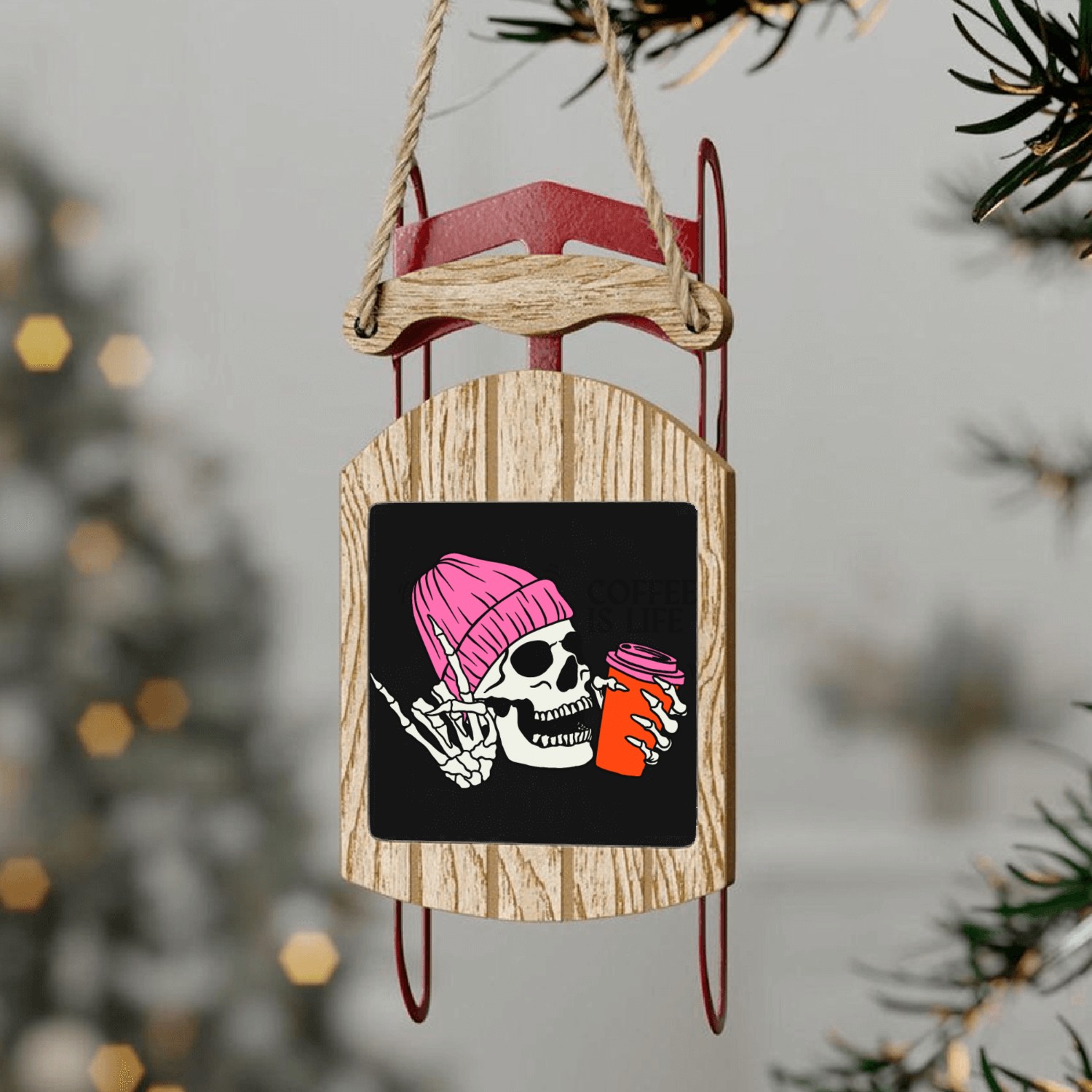 SKULL COFFEE Sled Ornaments