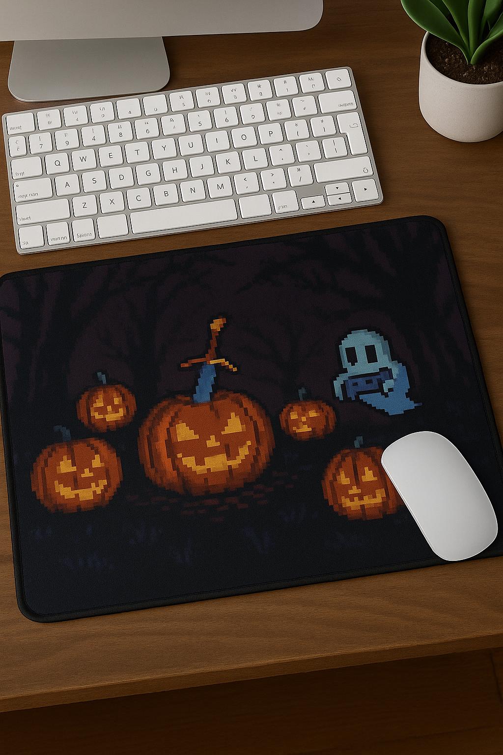 Halloween Desk Mat, Spooky Gaming Mouse Pad, Pumpkin Decor, Ghost Desk Accessories, Fall Office Decor