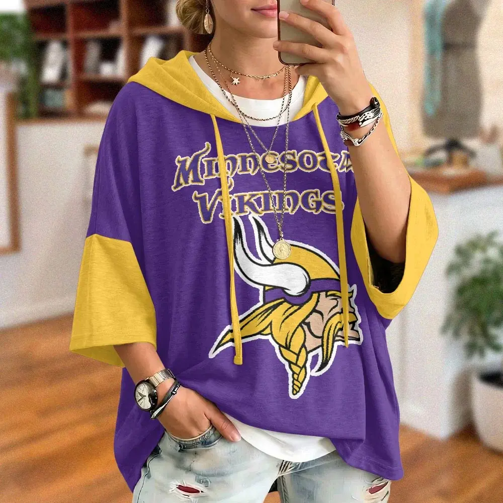 Minnesota Vikings Oversized Short Sleeve Hoodie