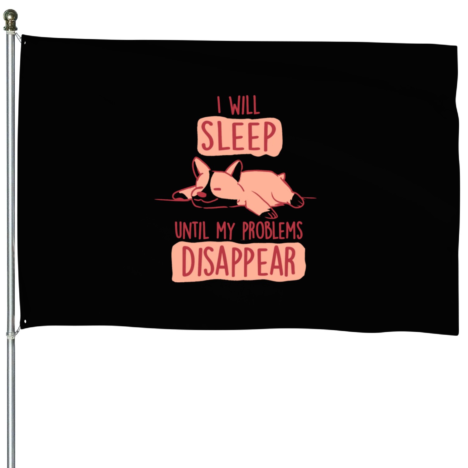I Will Sleep Until My Problems Disappear Cute Lazy House Flags