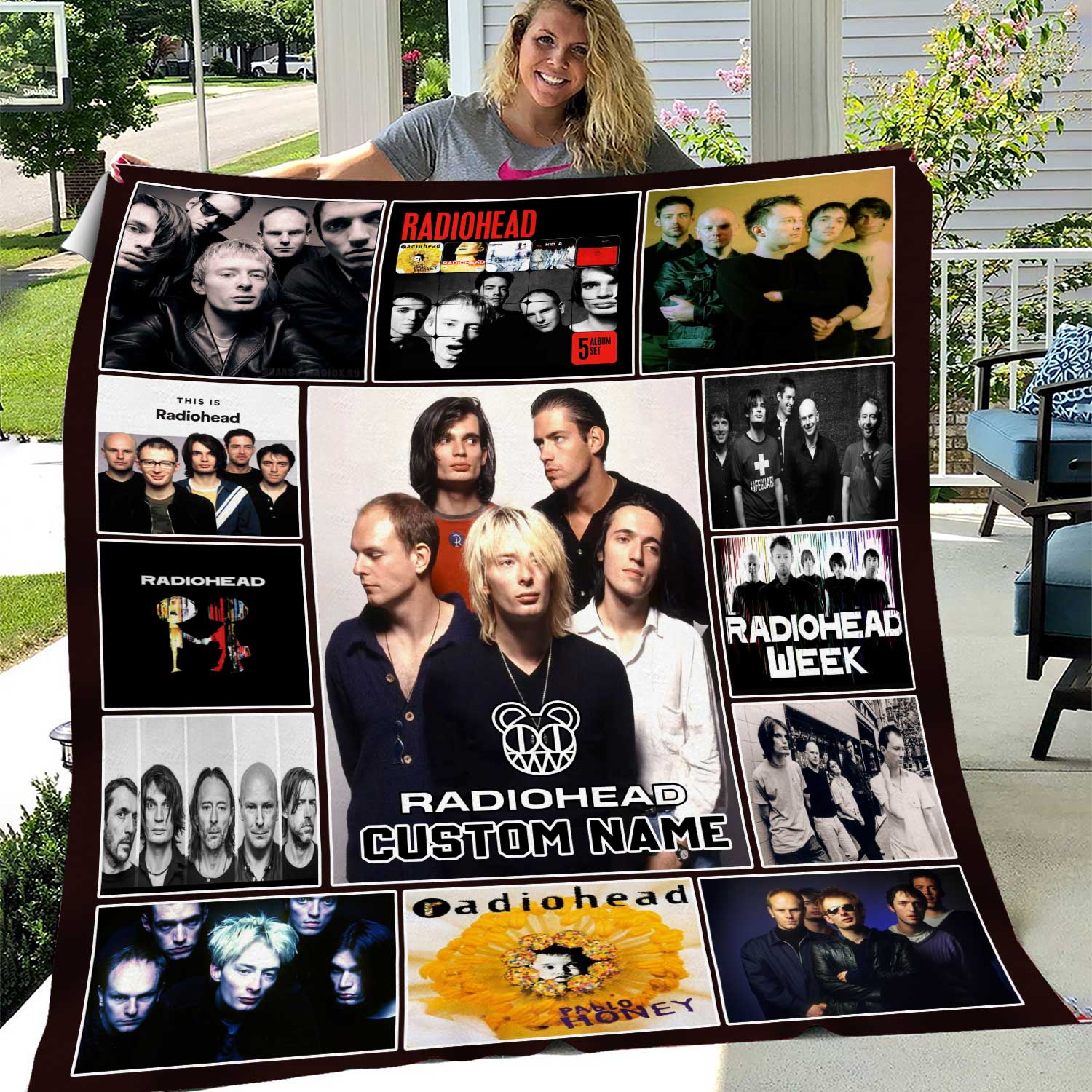 Personalized Custom Name Radiohead Band Fleece Blanket | Christmas Gift | Gift Idea For Fans