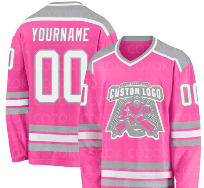 Custom Pink Hockey 3D Print You Name Number Logo Men Women Ice Hockey Jersey Competition Training Jerseys