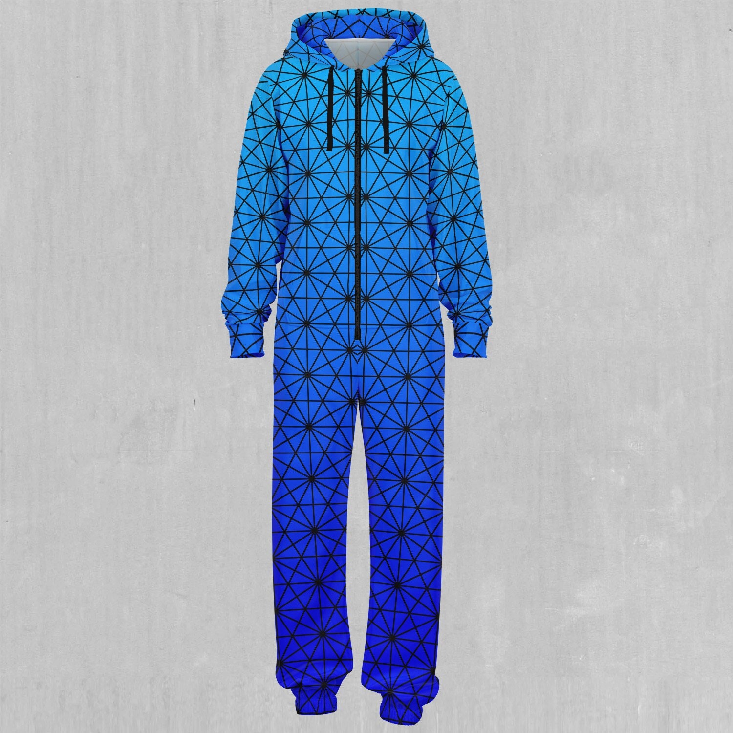 Star Net (Frost) Sacred Geometry Adult Zip Up Jumpsuit Pajamas