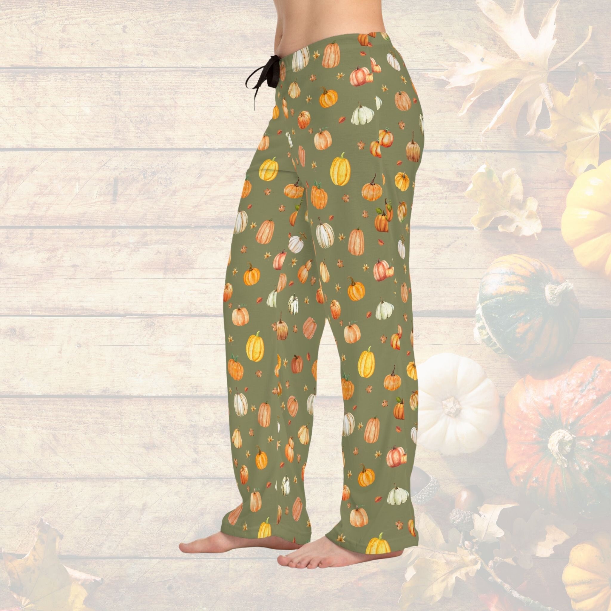 Halloween Thanksgiving Pumpkin Pattern Pajamas, Lounge Pants For Women Halloween Sleepover, High Waist Comfy Pj Pants, Matching Pajama Pants