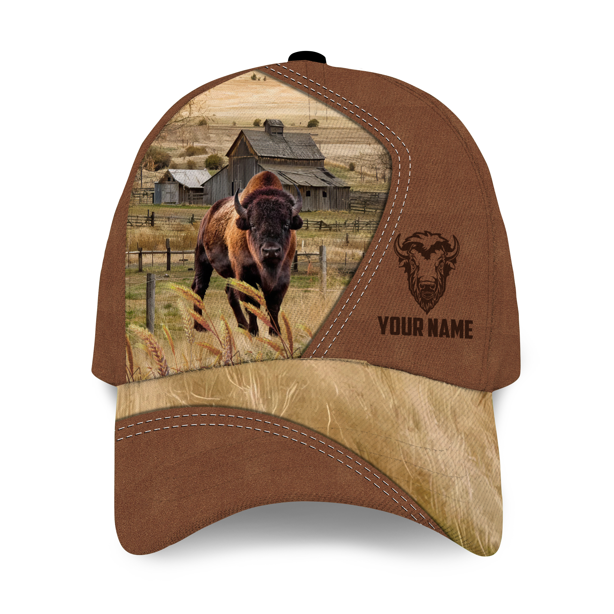 Bison Customized Name Brown Cap