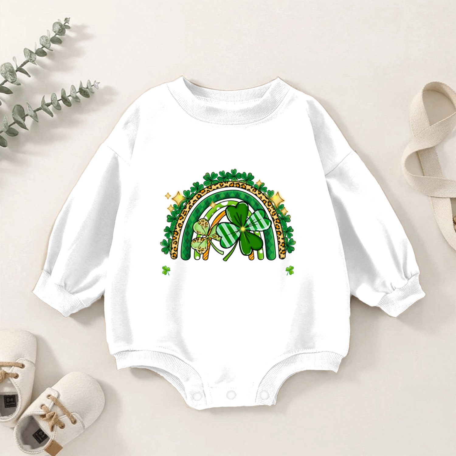 Patrick s Day One Lucky Mama Rainbow Saint Lucky Baby Romper Sweatshirts