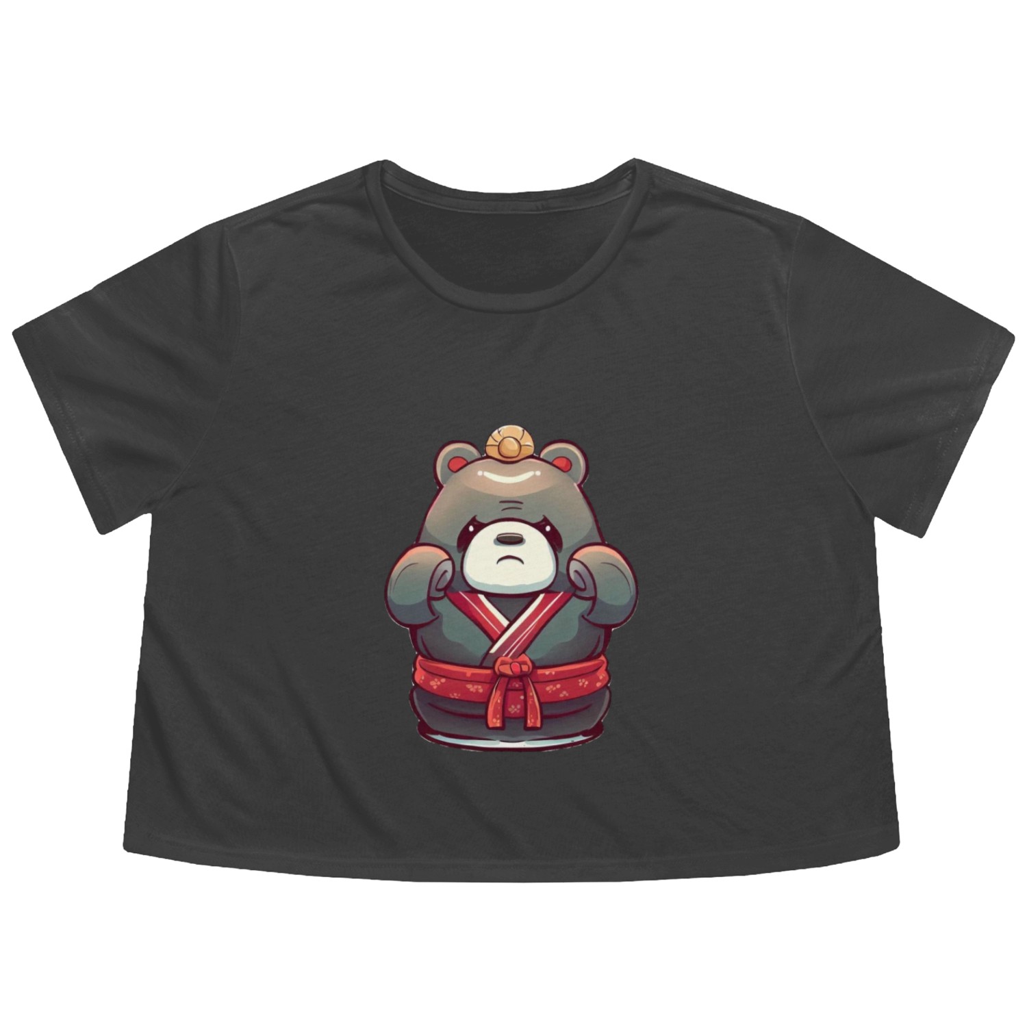 Sumo Bear Kumo Japanese Wrestling Yokozuna Wrestle Flowy Cropped Tees