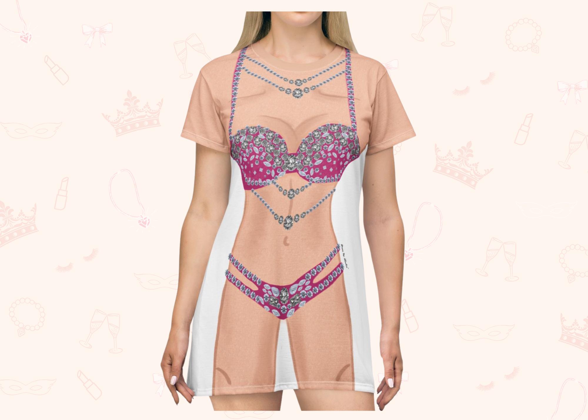 Showgirl Costume T-Shirt Dress| Easy Costume, Fun Loungewear, Unique Gift