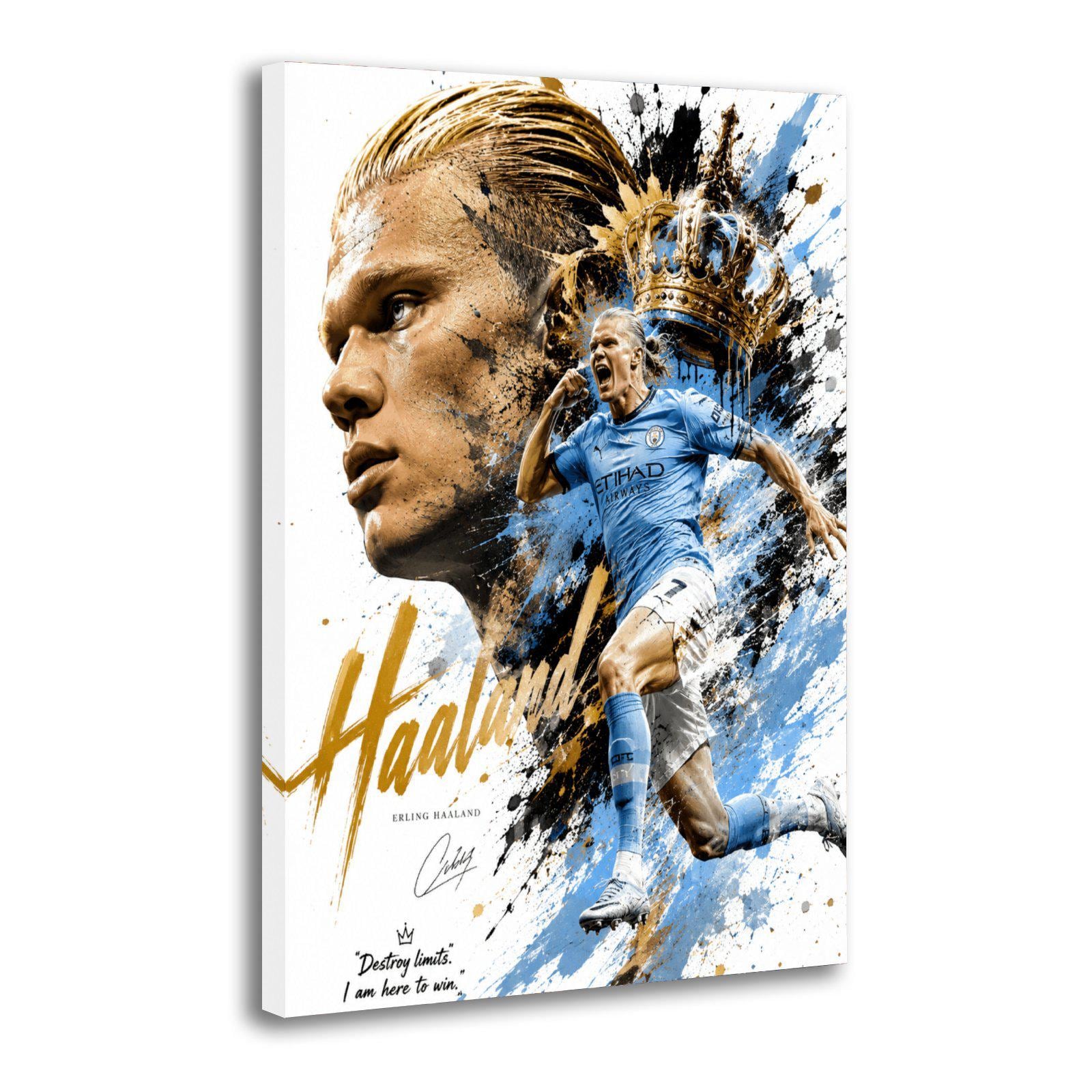 Erling Haaland Crown Art Manchester City Painting On Canvas Wall Art Poster Picture Print Living Room Walls Decor Home