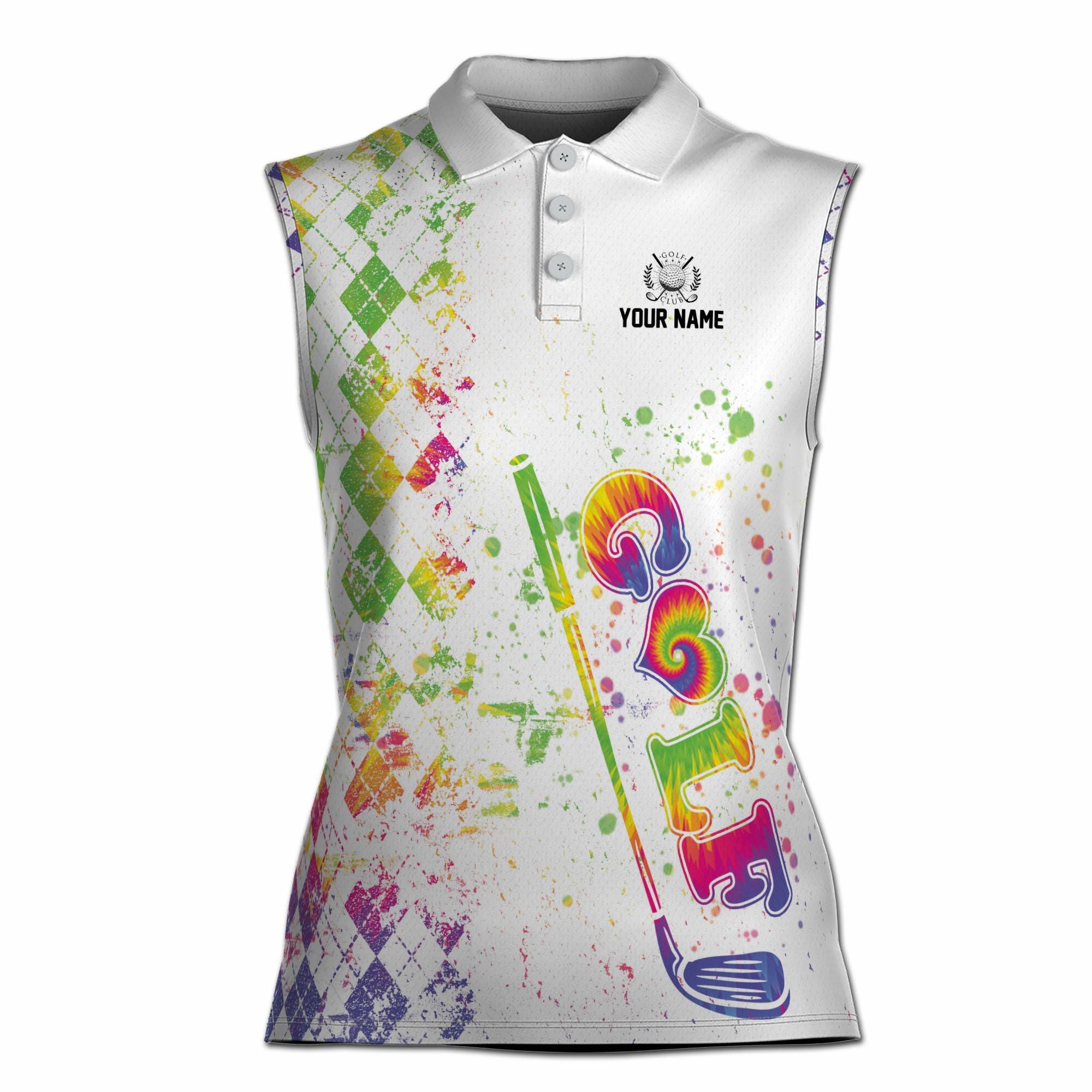Women Sleeveless Polo Shirt - Custom Rainbow Color Golf Polo