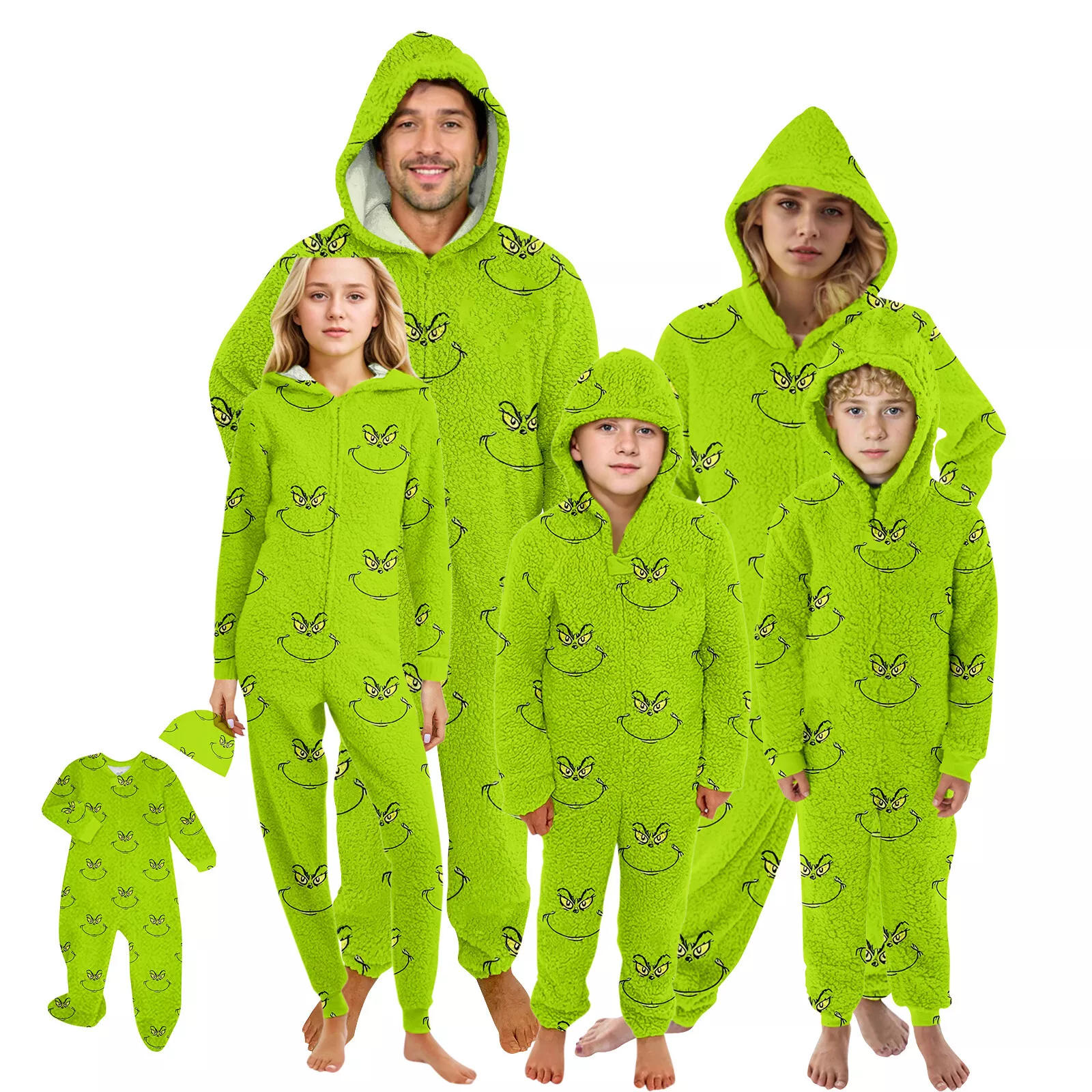 Funny Character Hooded Jumpsuit | Christmas Pajama Outfits | Family Matching Pajamas
