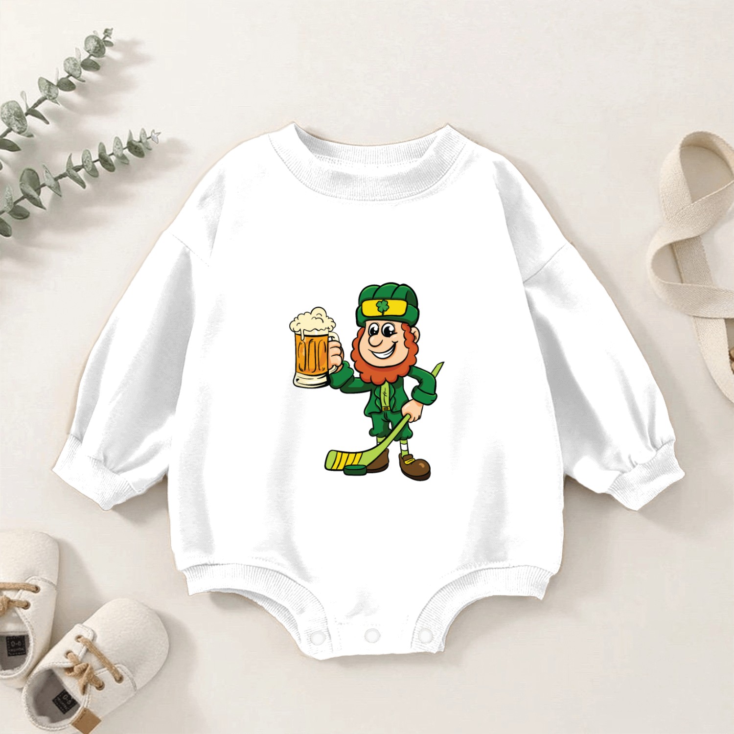 Hockey Ice Hockey Beer St Patricks Day Gift Baby Romper Sweatshirts