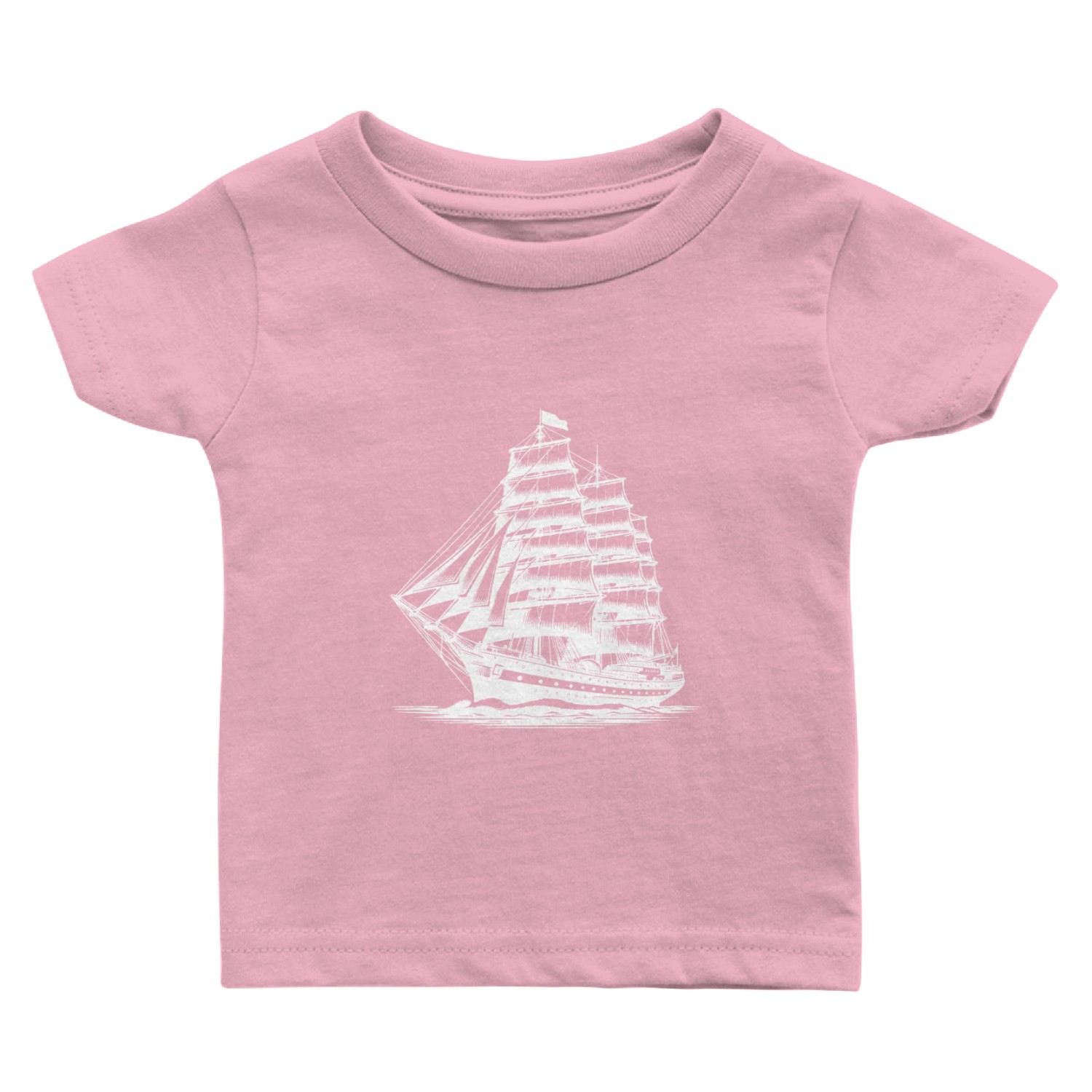 Old Sailing Ship In Waves With Set Sails Baby T Shirts