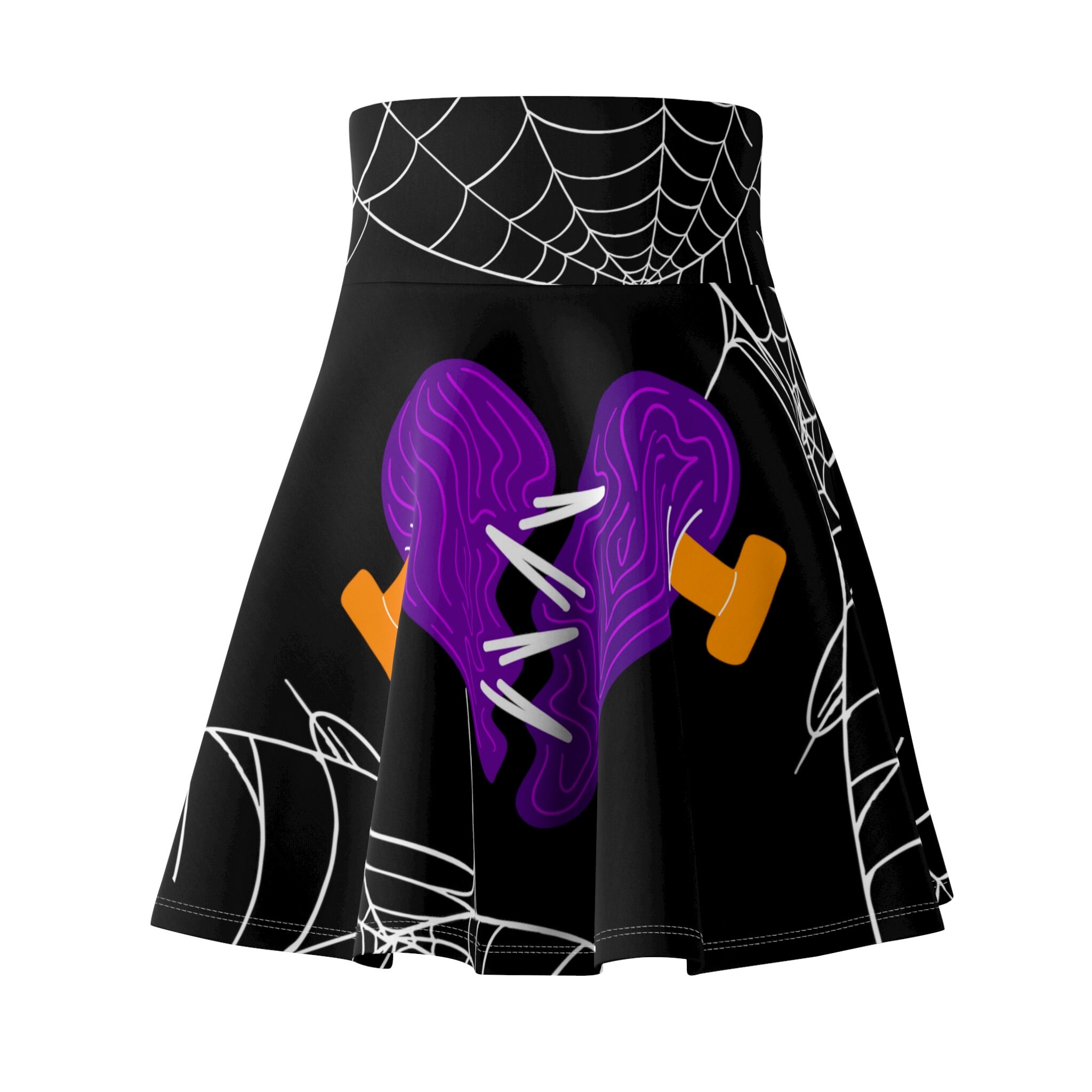 Halloween Spiderweb Skater Skirt for Women Gothic A Line Outfit