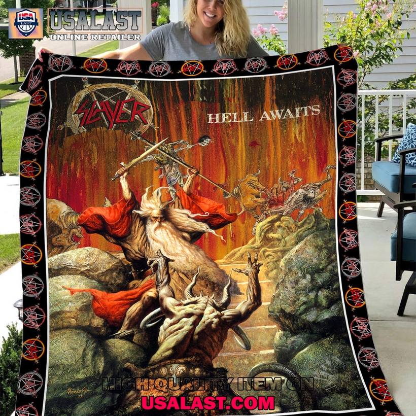 Slayer Band Hell Awaits Album Fleece Quilt Blanket