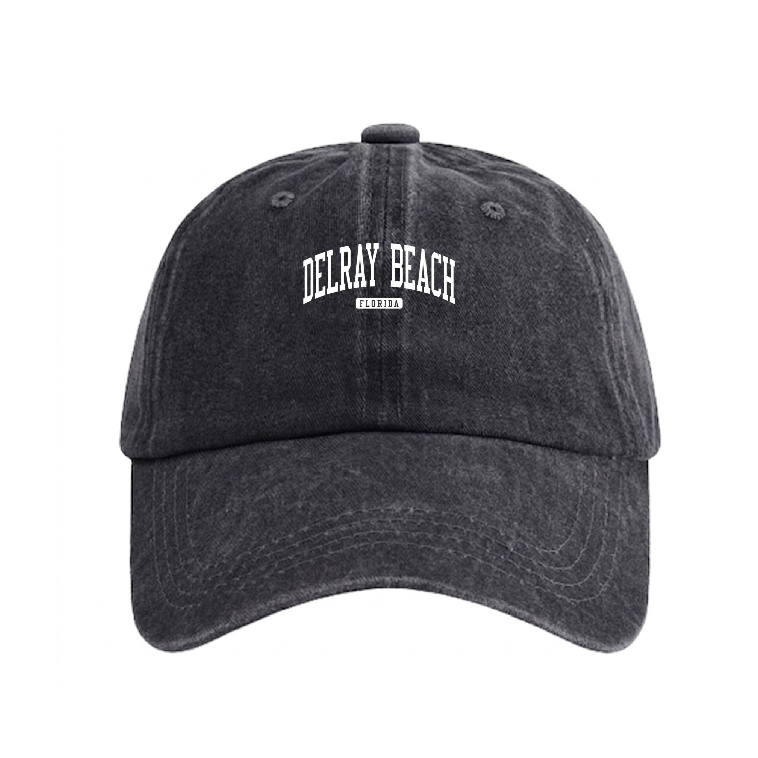 Delray Beach Florida Fl College University Washed Denim Baseball Caps