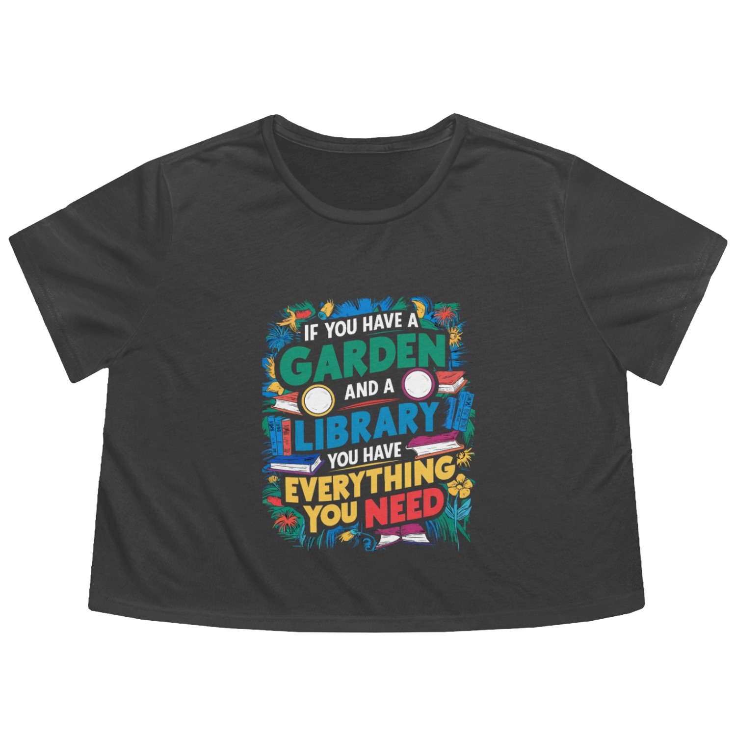 Reading & Gardening - Cozy Life Quote Flowy Cropped Tees