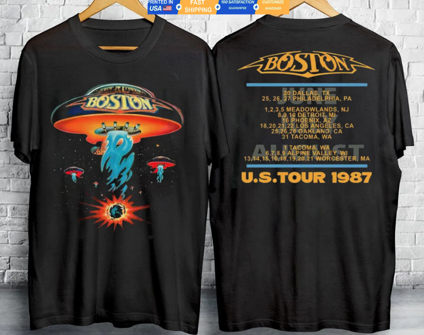 RARE!! Boston Band Concert Tour 1987 T-shirt All Size S-3XL unisex Gift For Fan