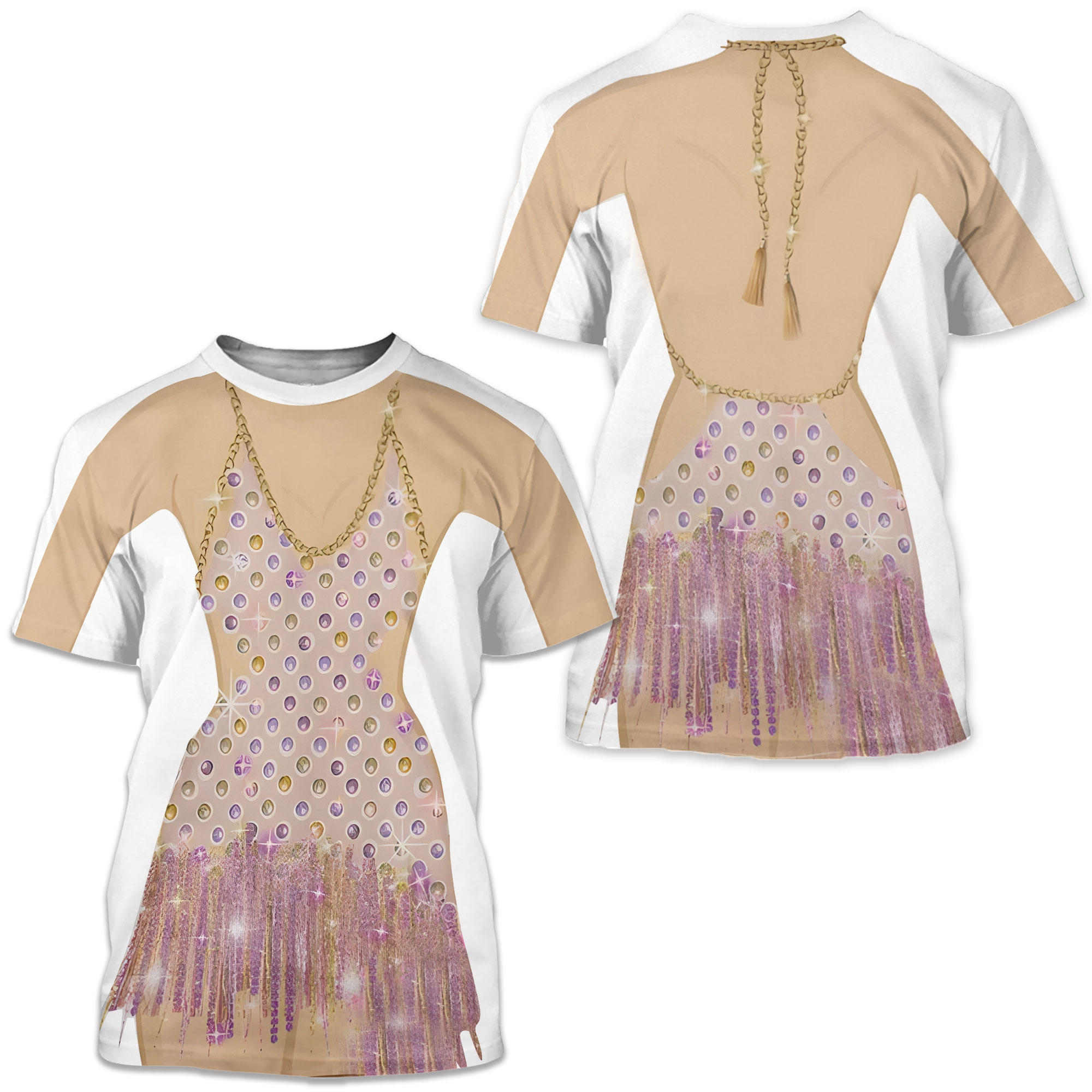 Ophelia Purple Chain Gem Showgirl Dress Shirt