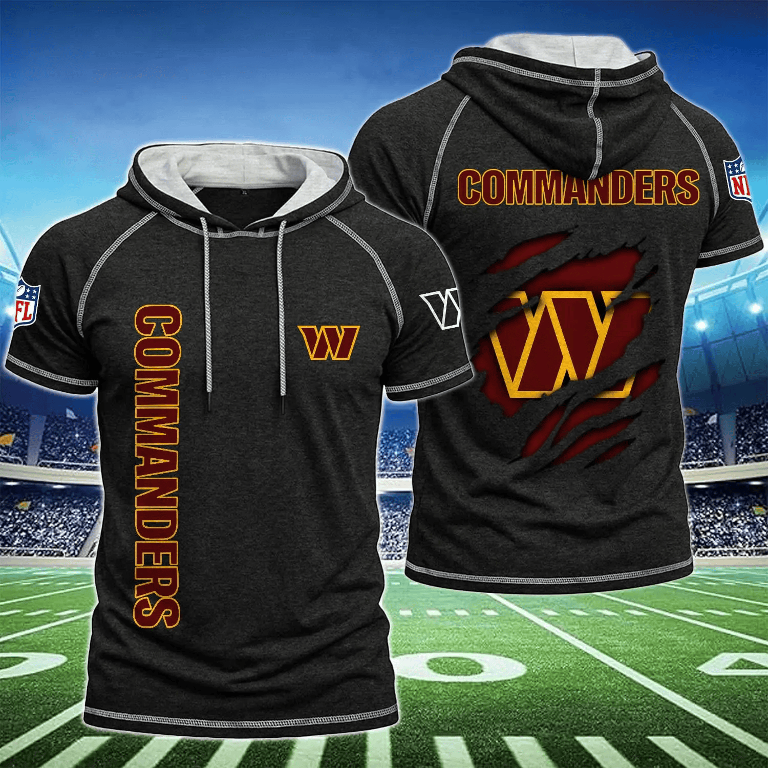 Men's Washington Commanders Hooded Short-Sleeve T-Shirt