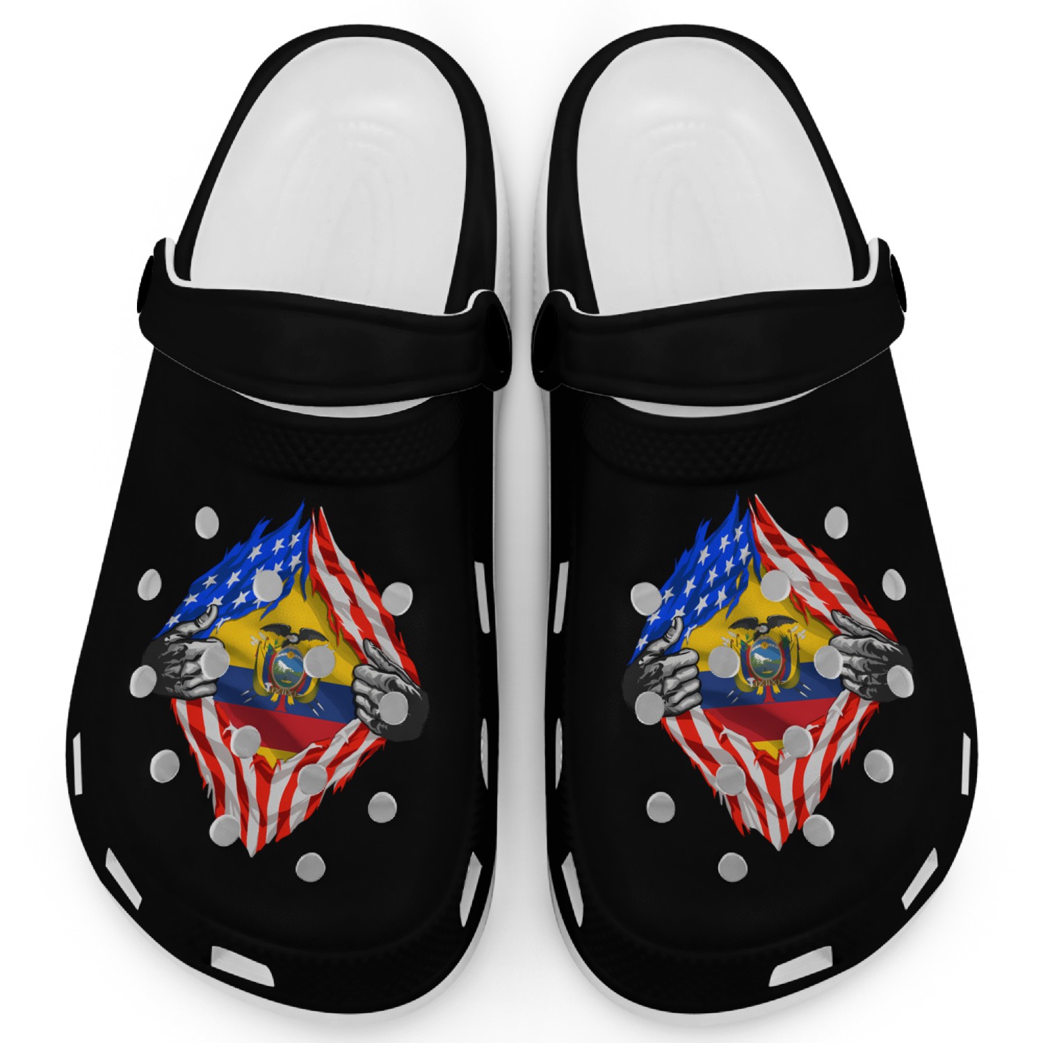 Super Ecuadorian Heritage Ecuador Roots Usa Flag Clogs