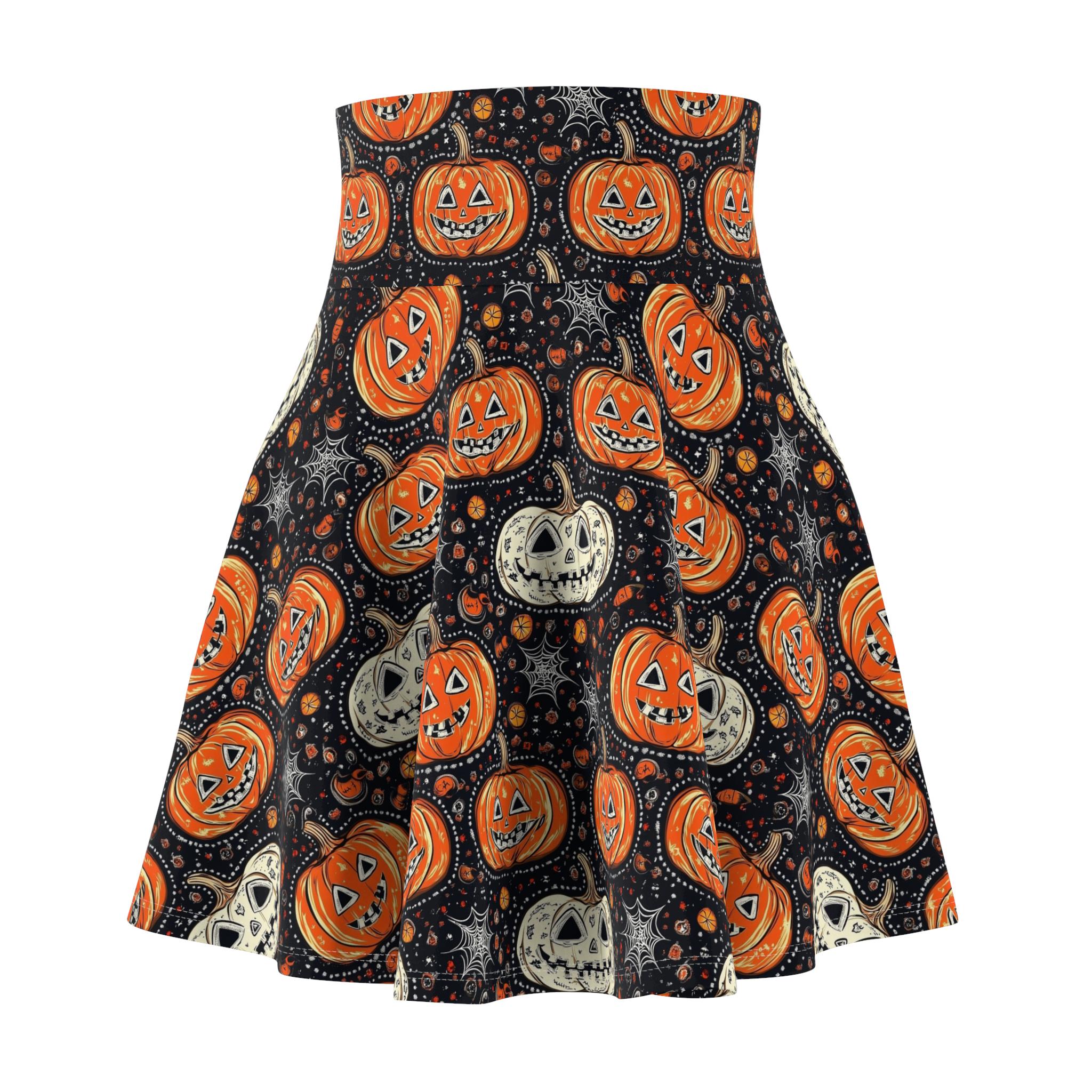 Spooky Pumpkin Halloween Skater Skirt, October Fashion, Halloween Costume, Party Attire, Fall Outfit, Casual Skirt