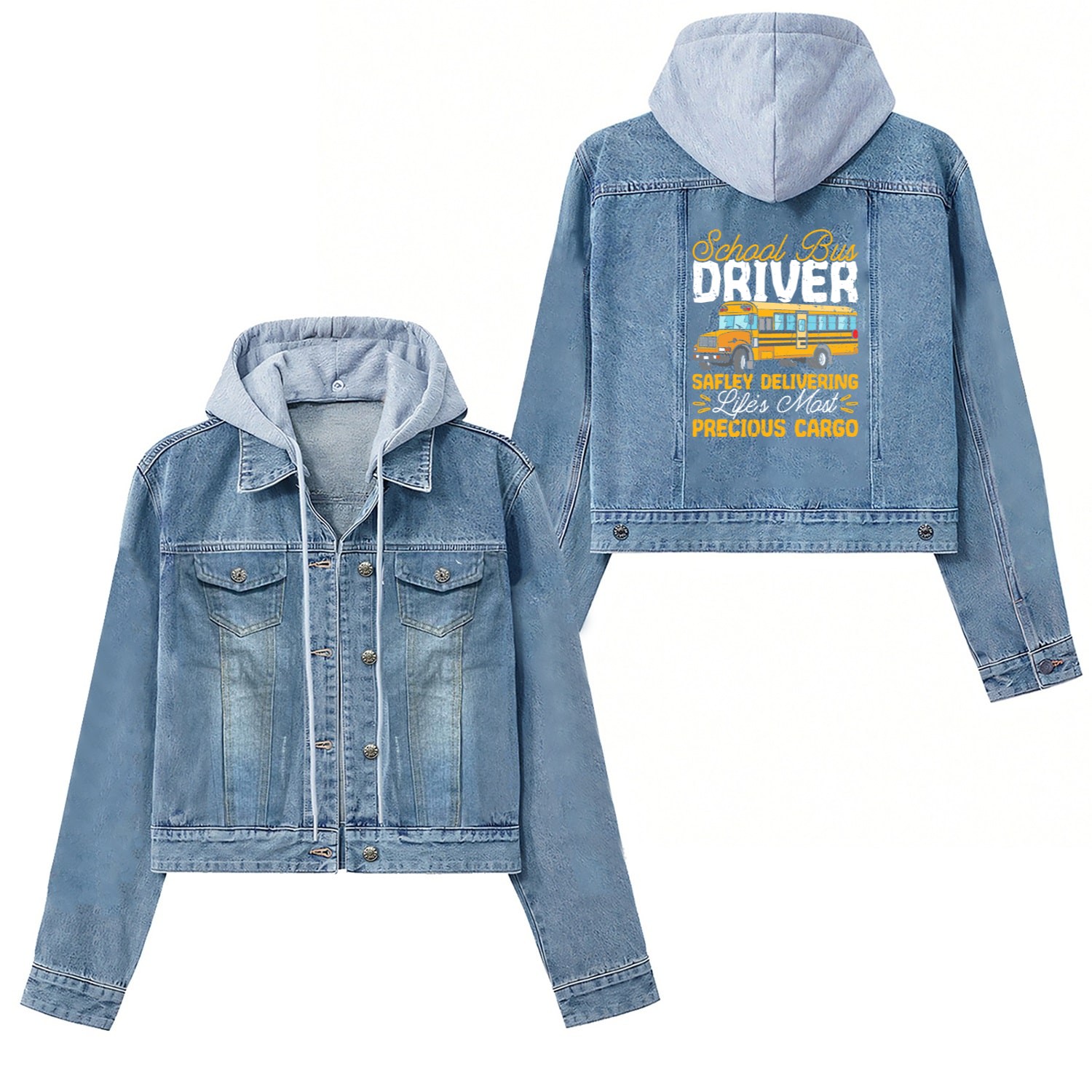School Bus Adult Delivery Specialist Bus Driver Women's Denim Jackets