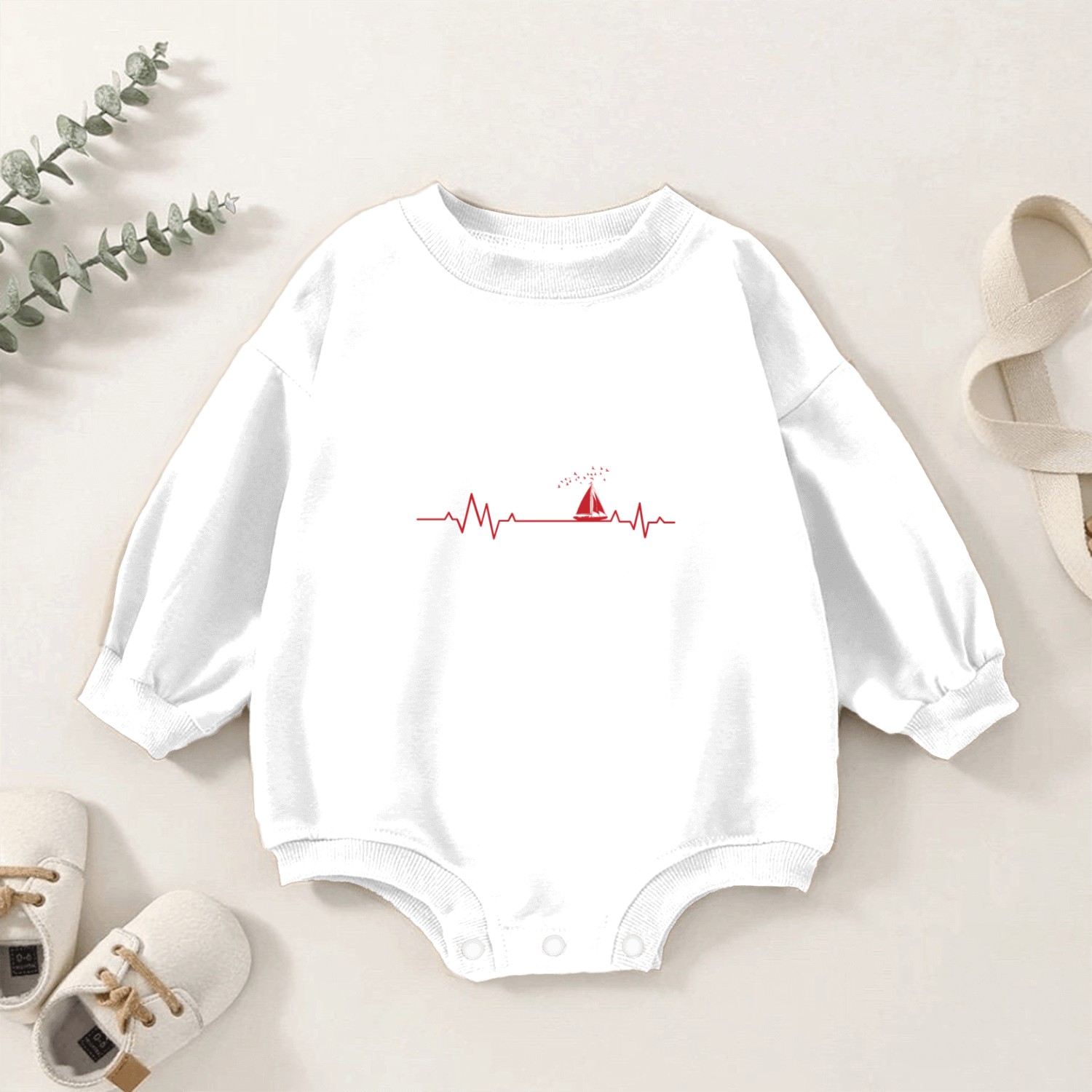 My Heart beats for Sailing Heart Line Baby Romper Sweatshirts