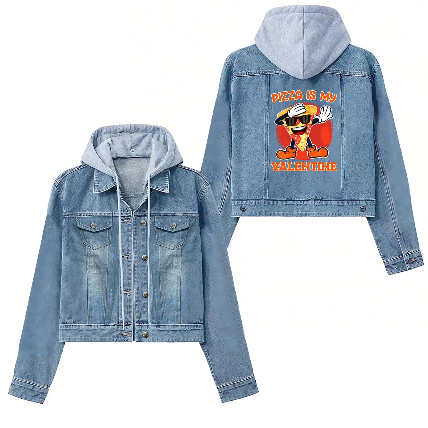 Pizza is my valentine love Valentine's Day Women's Denim Jackets
