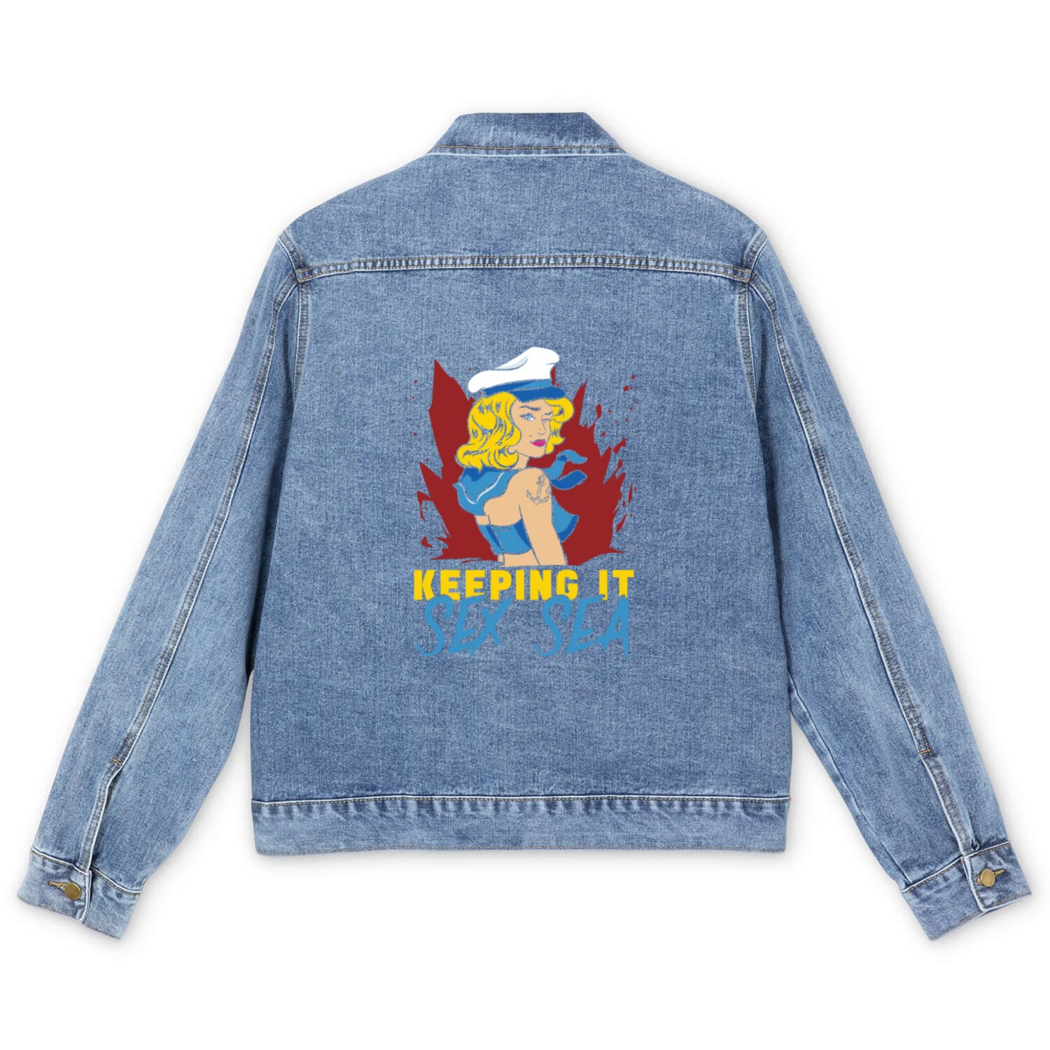 Sailing Anchor Sailboat Sailor Men's Denim Jackets