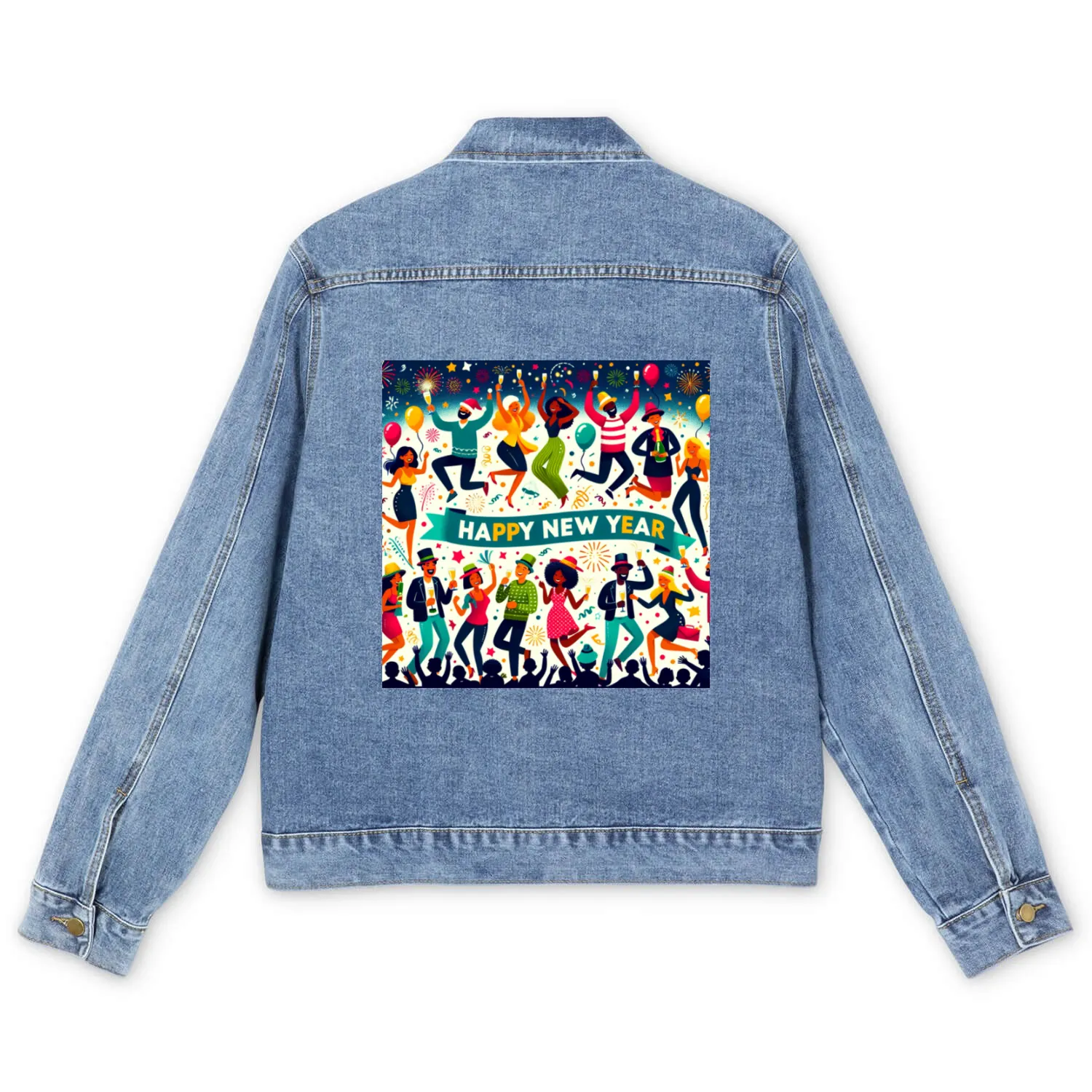 New Year Greetings Men's Denim Jackets
