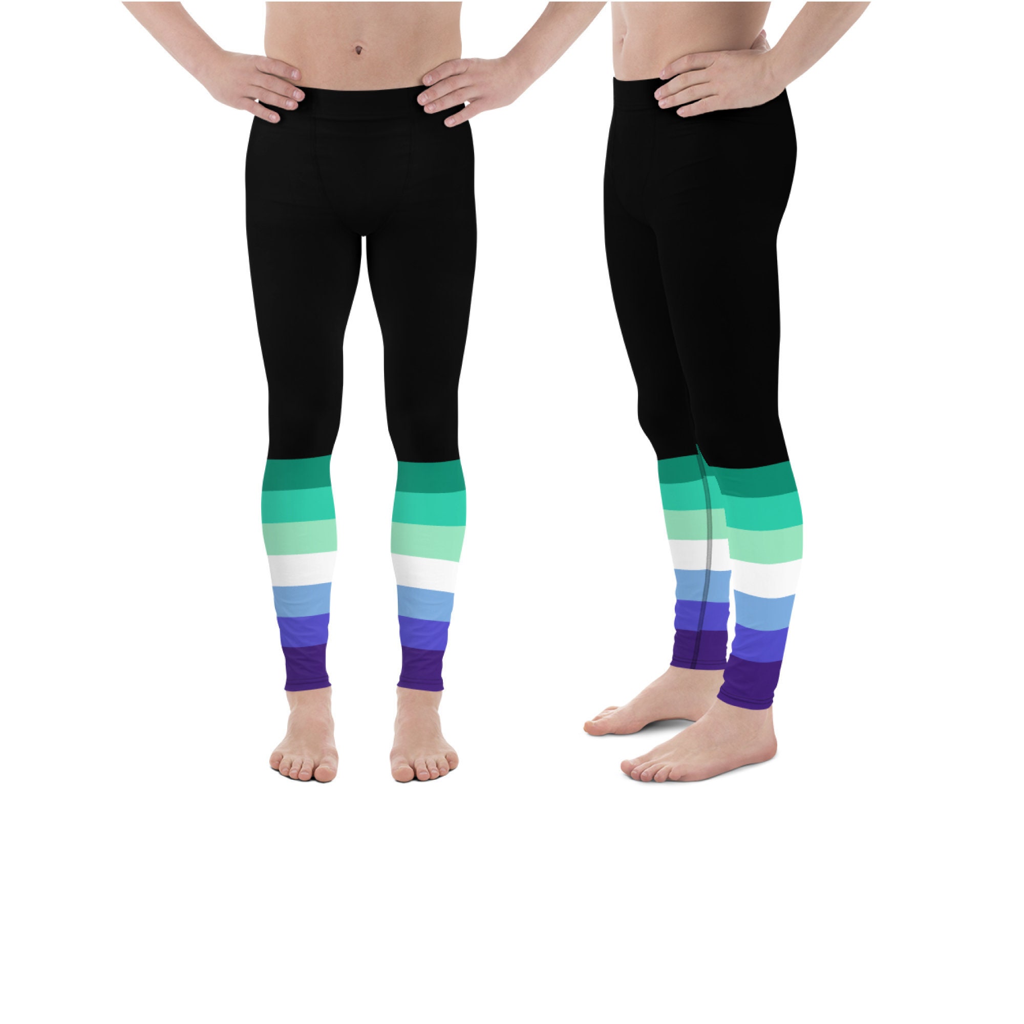 MLM Pride Leggings, Gay Male Pride Mens Leggings, Blue Gay Flag Meggings