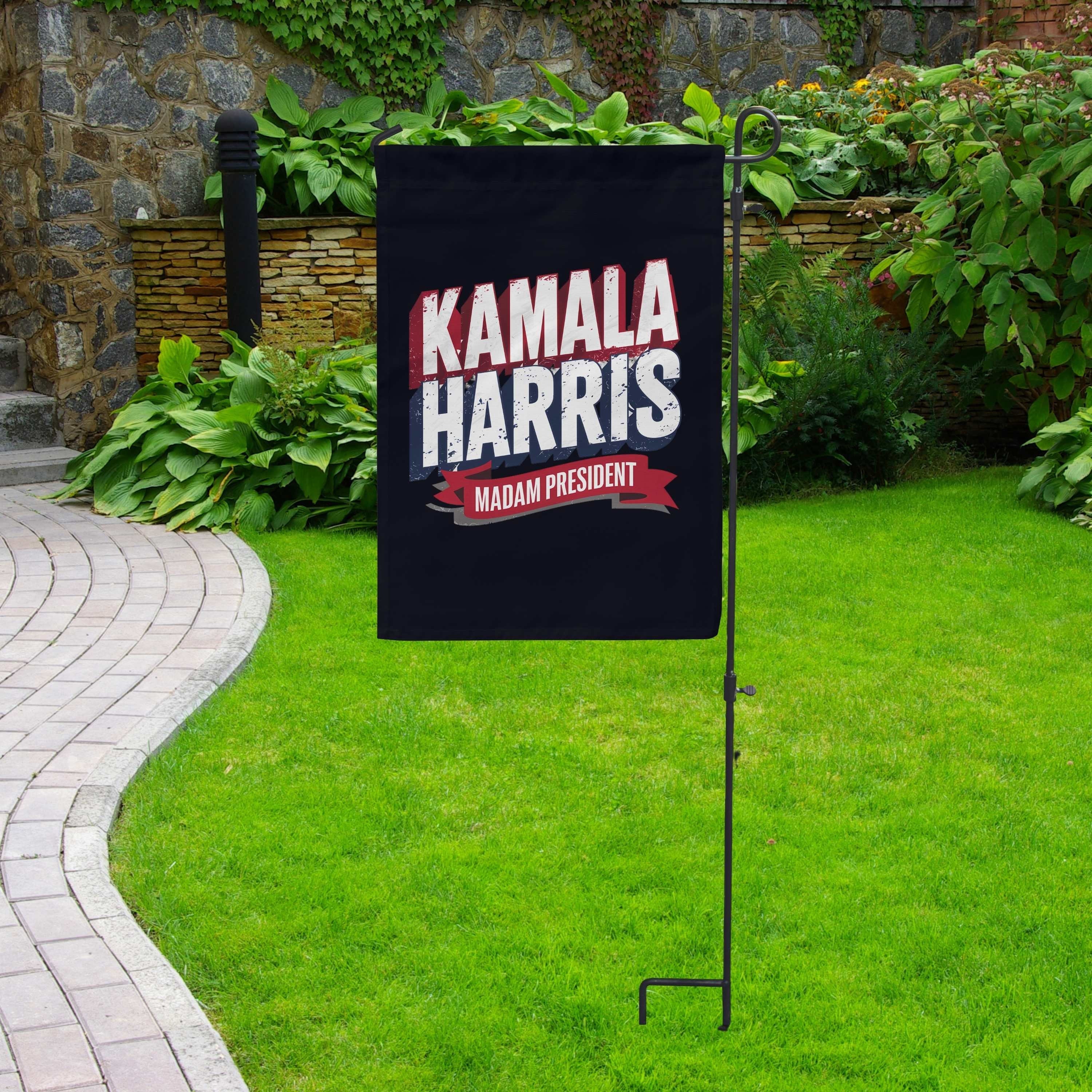 Kamala Harris Madam President Garden Flag, Vote Harris, US 2024 Election Banner