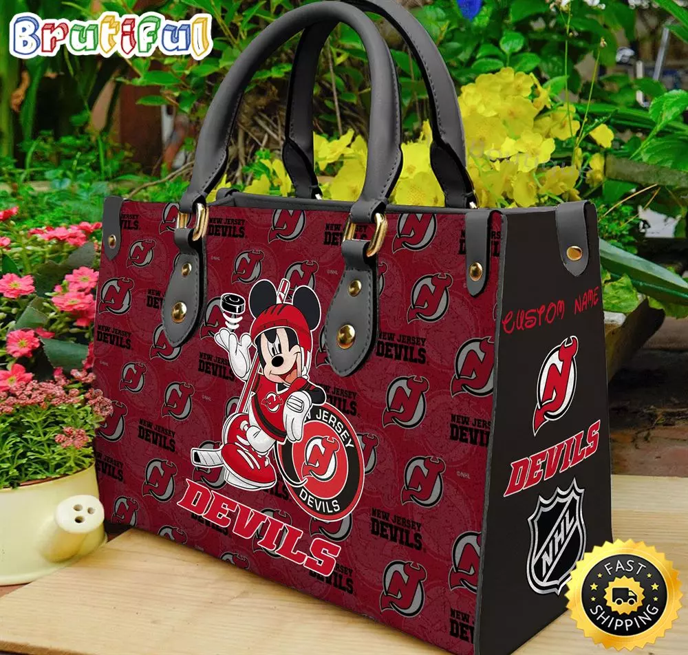 New Jerseyss Team Devilss Leather Bag, Personalized Hockeys Team Leather Bag