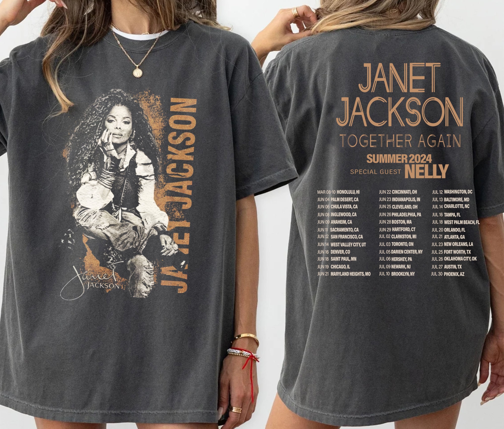 Janet Jackson 90s Vintage Shirt, Together Again Tour Double Side T-Shirt