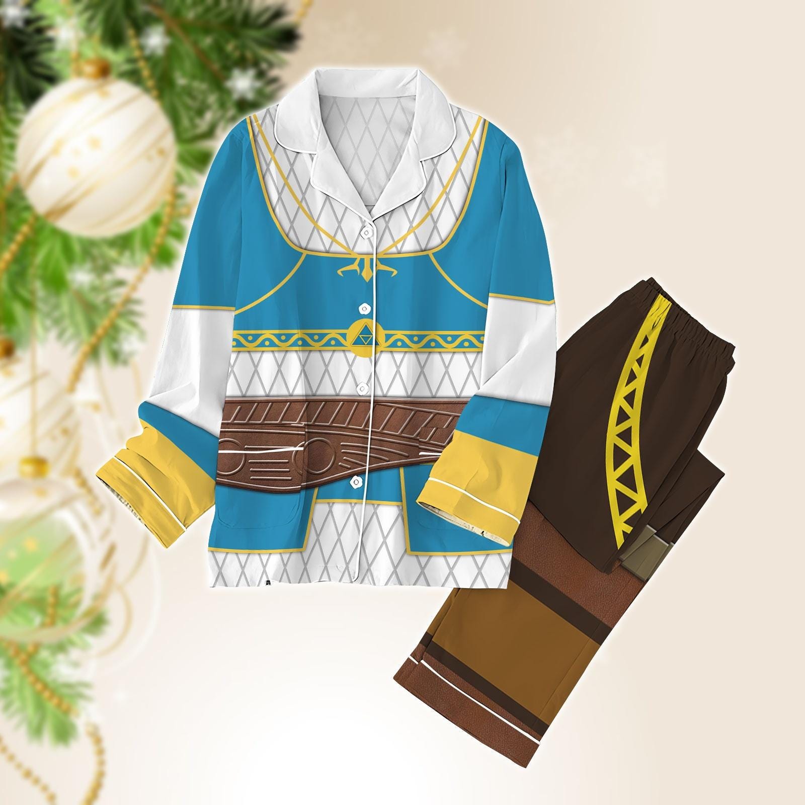 Zelda Link Tunic Pajamas Set, Zelda Cosplay PJ Set, Costume Cosplay Holiday Pajamas, Tears Of The Kingdom Pjs Christmas, Womens Pajamas