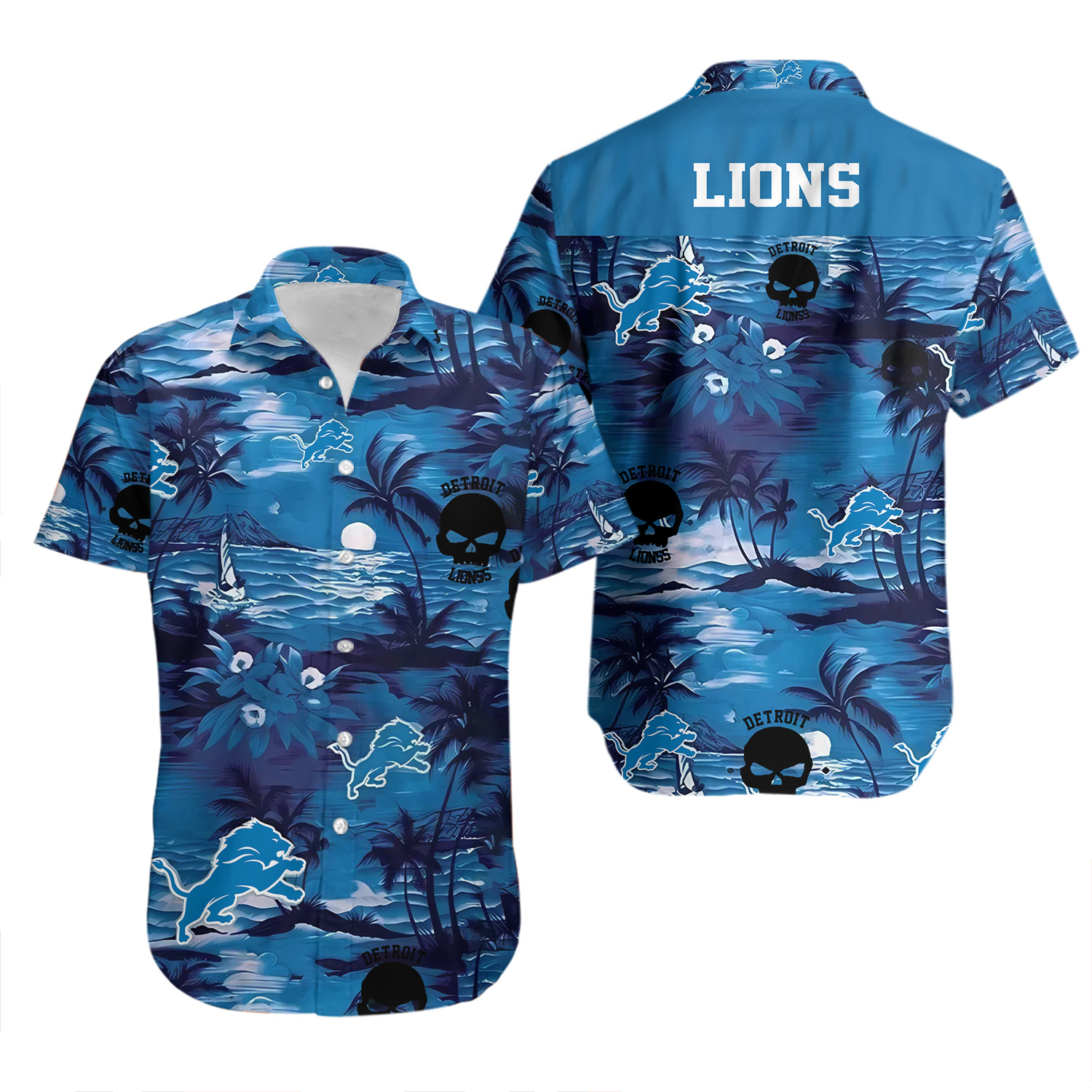 Detroit Football Team Lionss Hawaiian Button Down Shirt