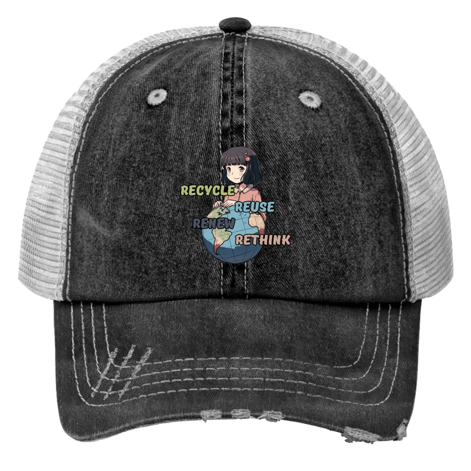 Recycle Reuse Renew Rethink Print Trucker Hats